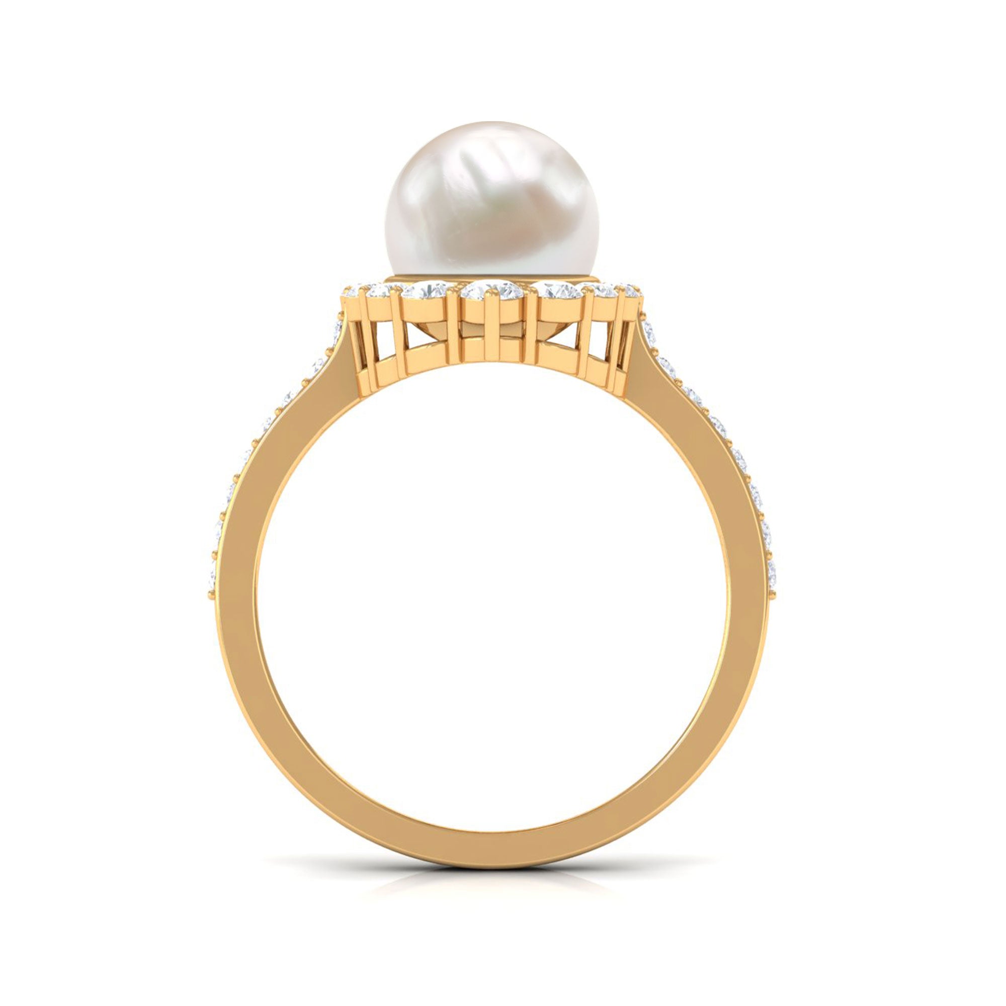 Cultured 7.48 Carat Freshwater Pearl Engagement Ring with Diamond Halo