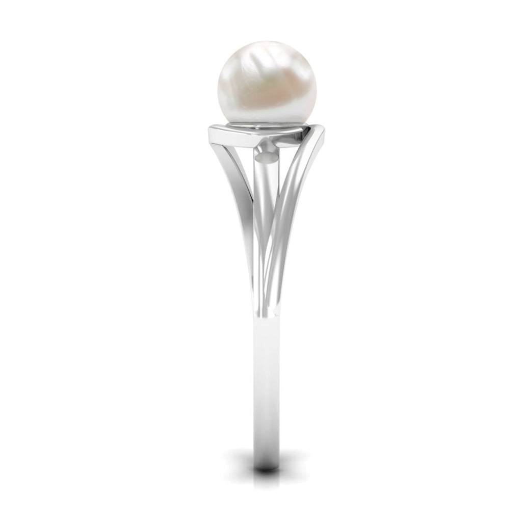 Cultured 7.4 Carat Freshwater Pearl Solitaire Engagement Ring with Bypass Shank