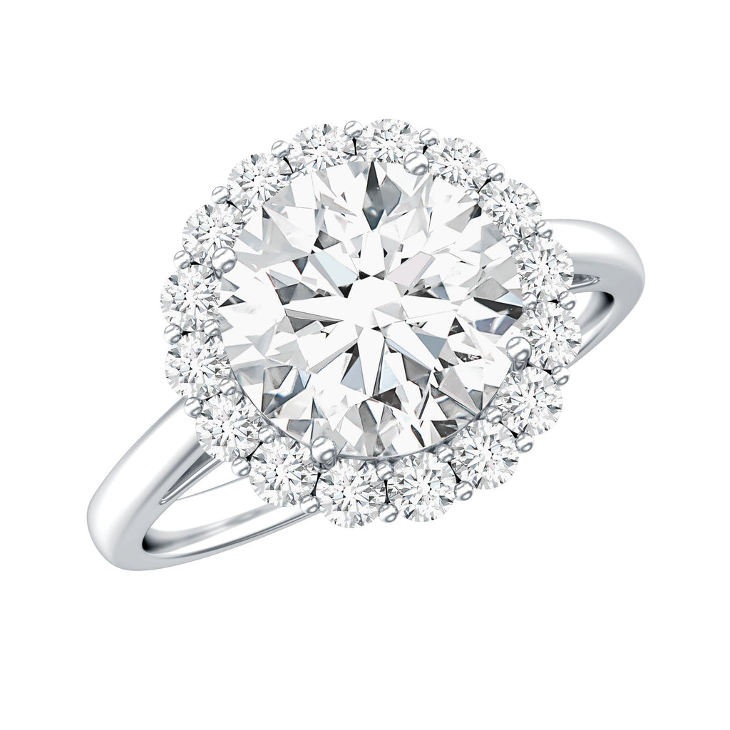 3 CT Round Shape Simulated Diamond Simple Halo Ring