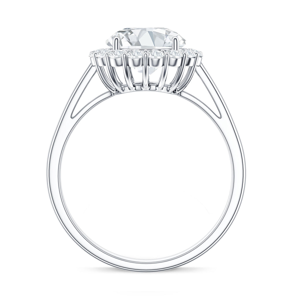 3 CT Round Shape Simulated Diamond Simple Halo Ring