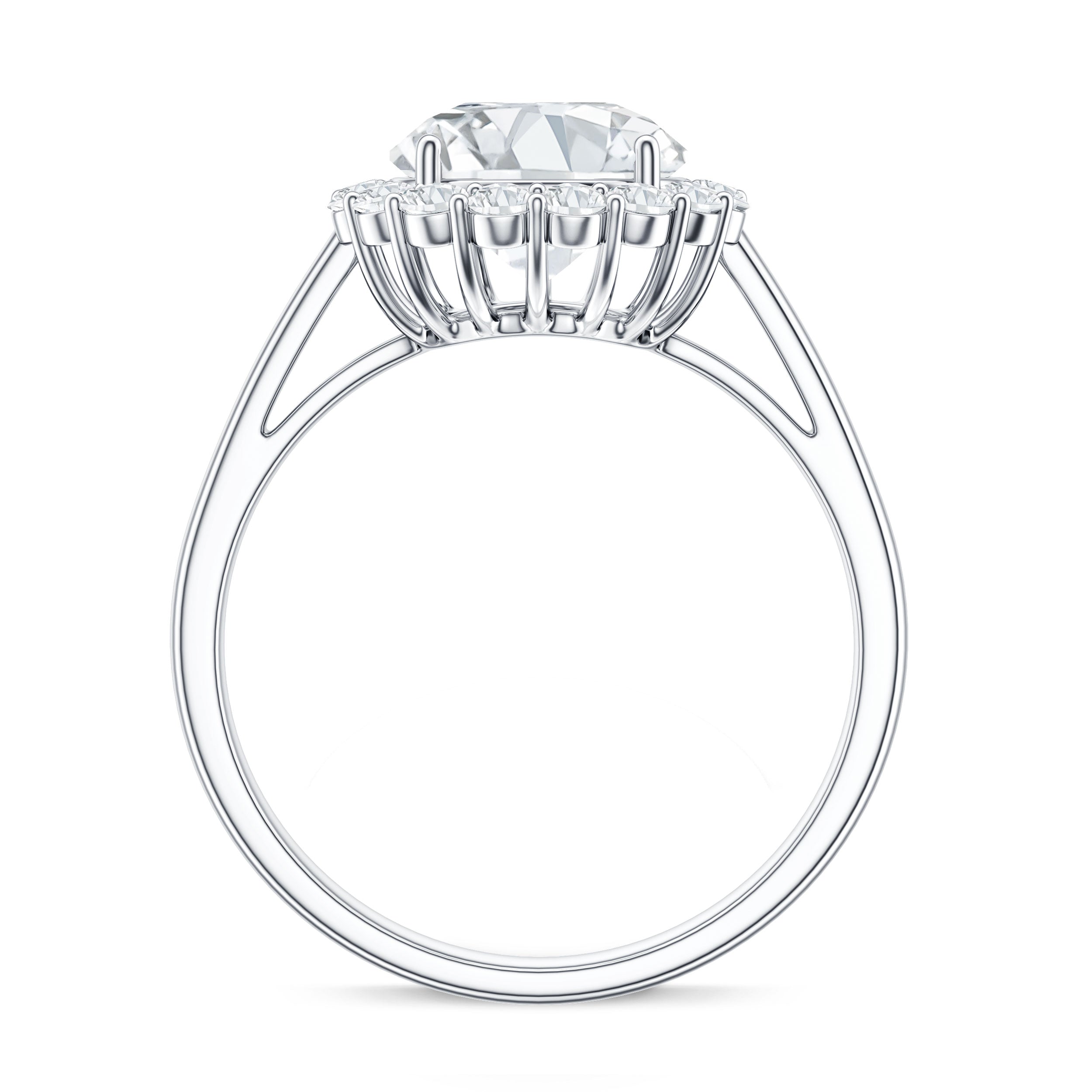 3 CT Round Shape Simulated Diamond Simple Halo Ring