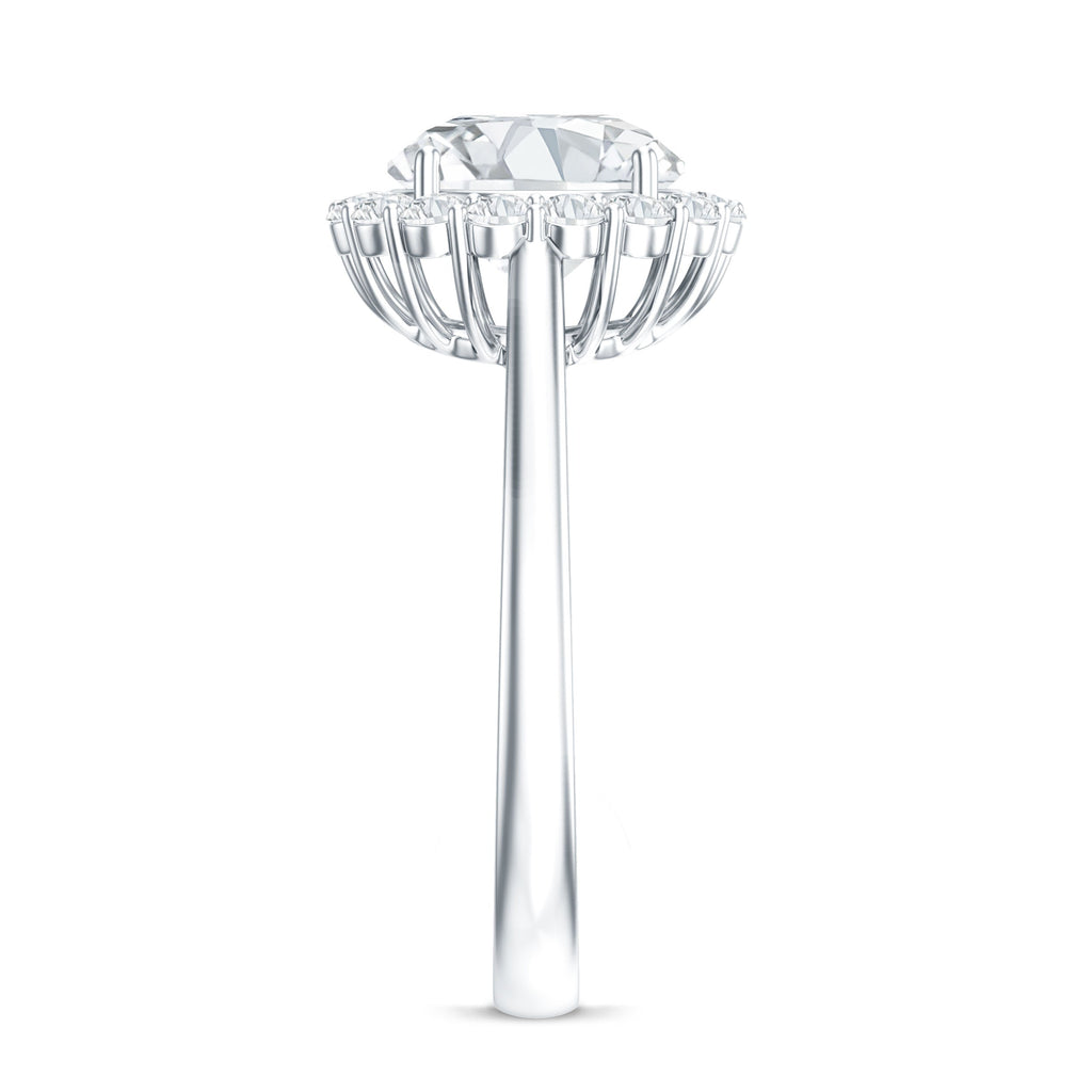 3 CT Round Shape Simulated Diamond Simple Halo Ring