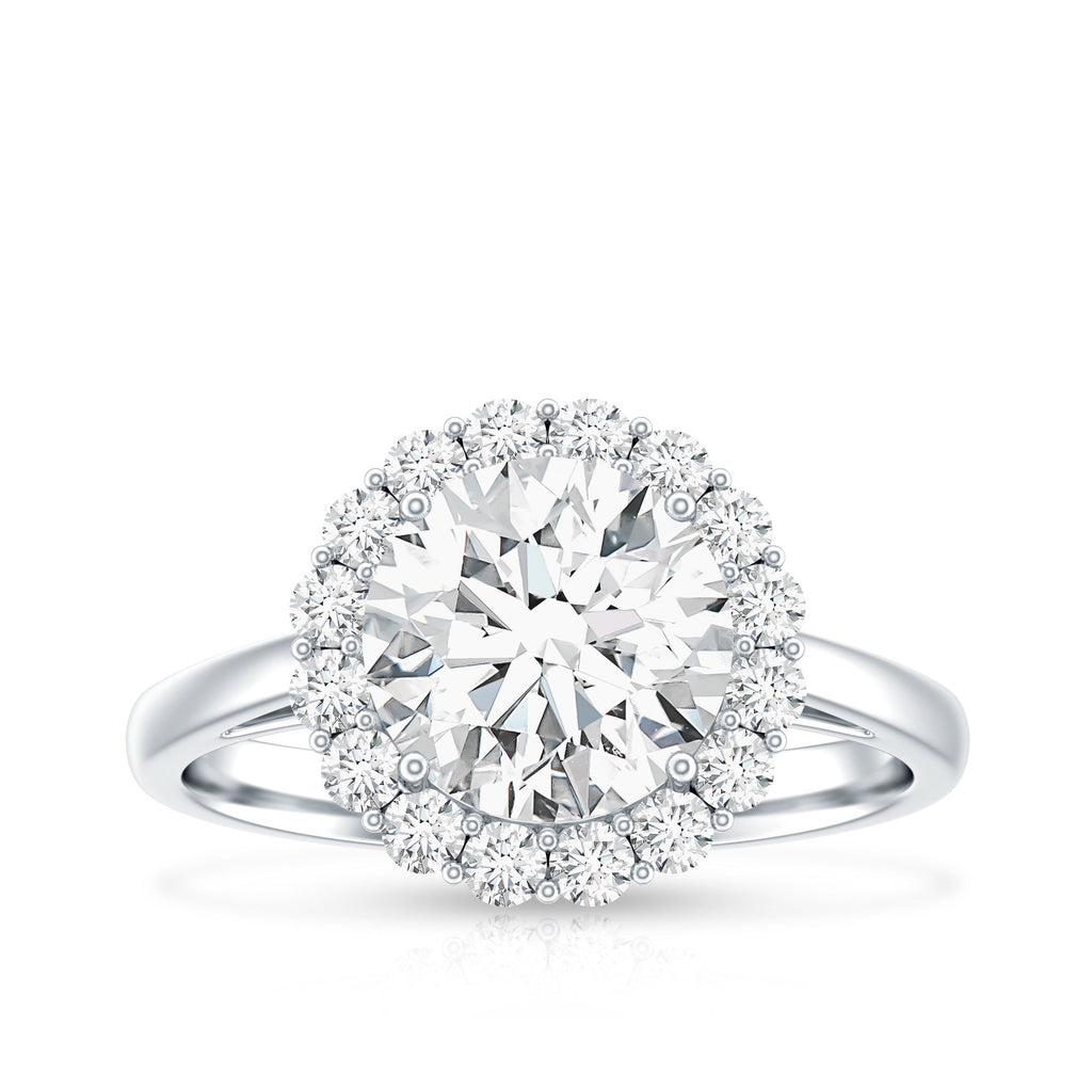 3 CT Round Shape Simulated Diamond Simple Halo Ring