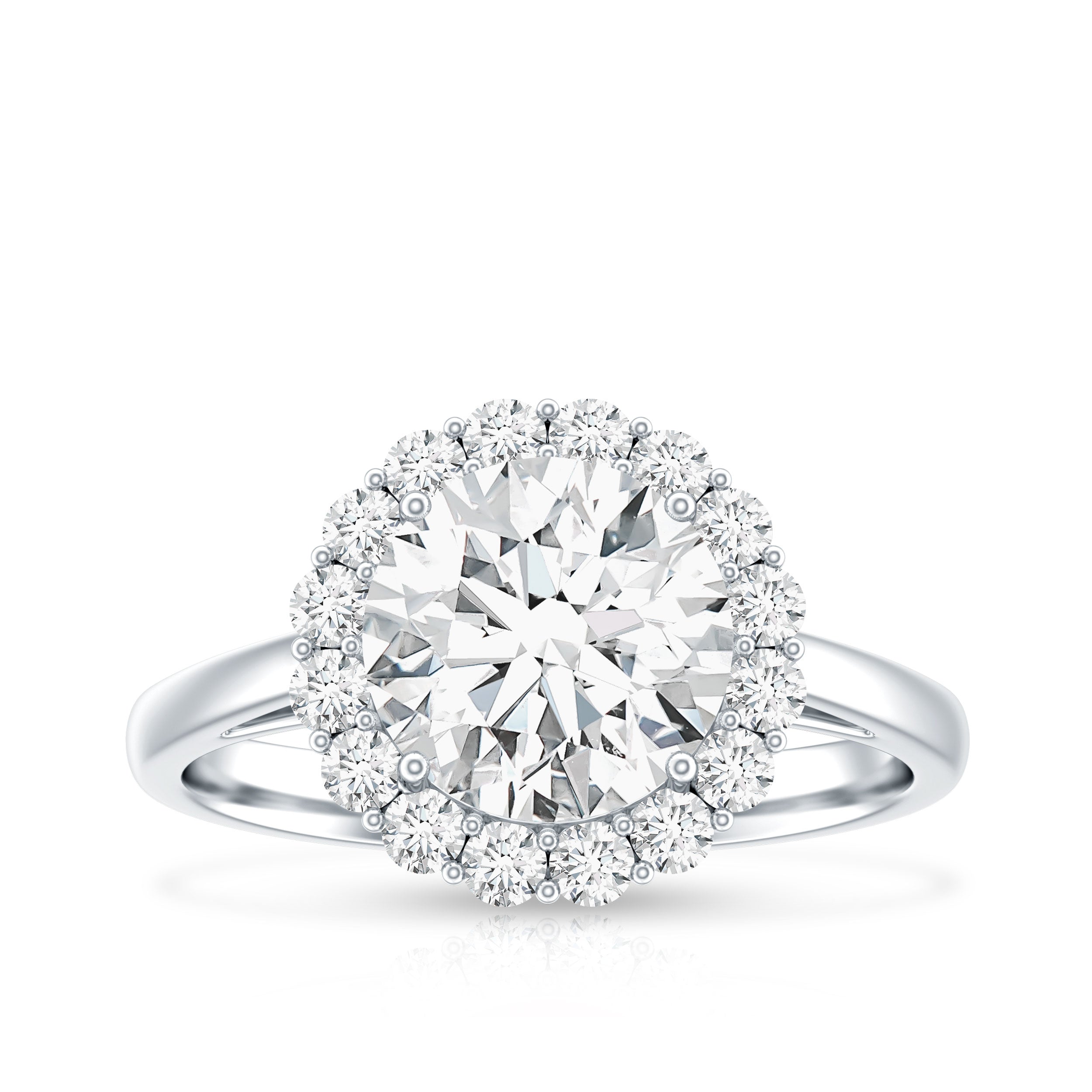 3 CT Round Shape Simulated Diamond Simple Halo Ring