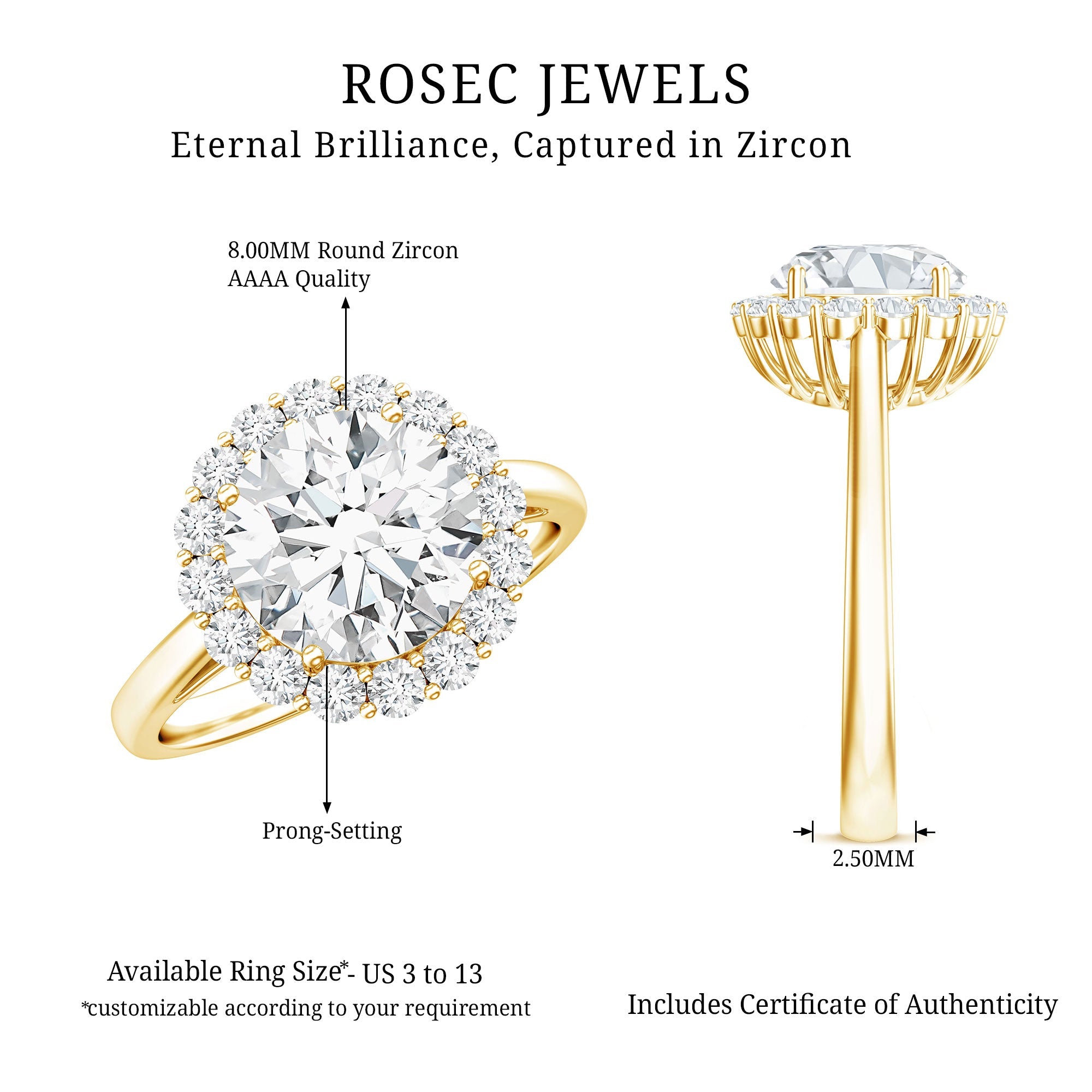 3 CT Round Shape Simulated Diamond Simple Halo Ring
