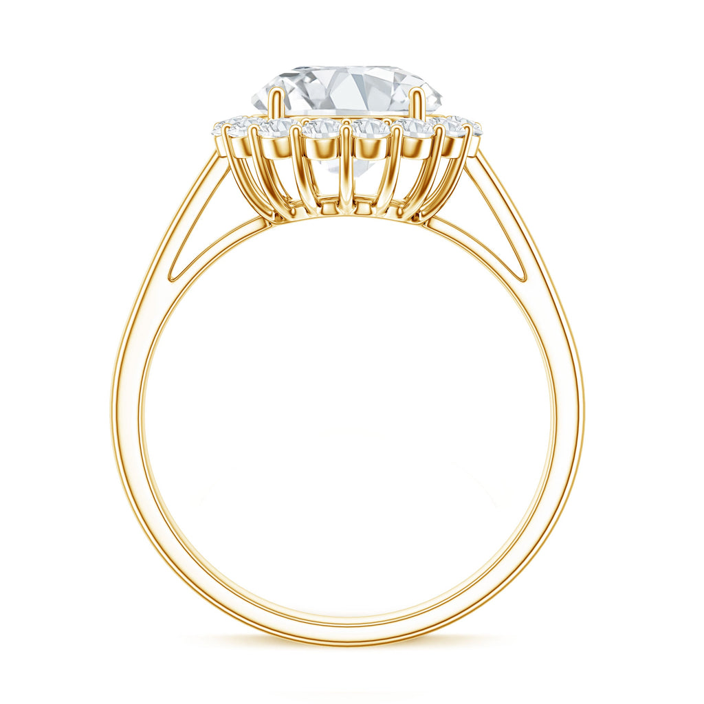 3 CT Round Shape Simulated Diamond Simple Halo Ring