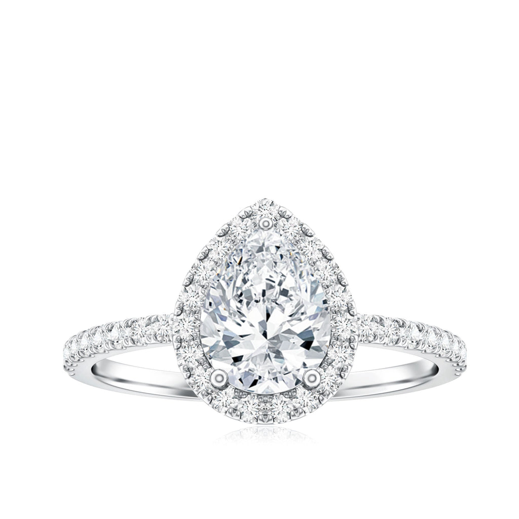 1.4 Carat Pear Shaped Simulated Diamond Halo Engagement Ring