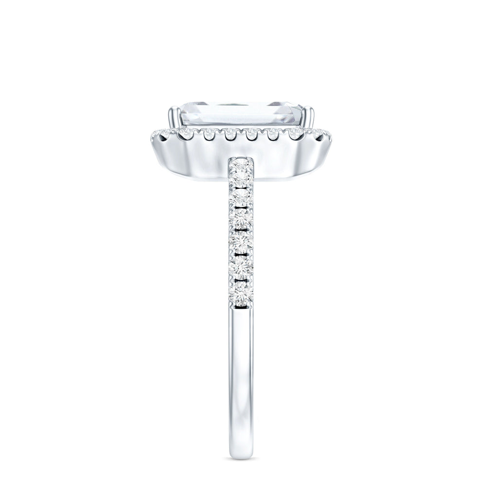 2.8 Carat Emerald Cut Cubic Zirconia Halo Engagement Ring