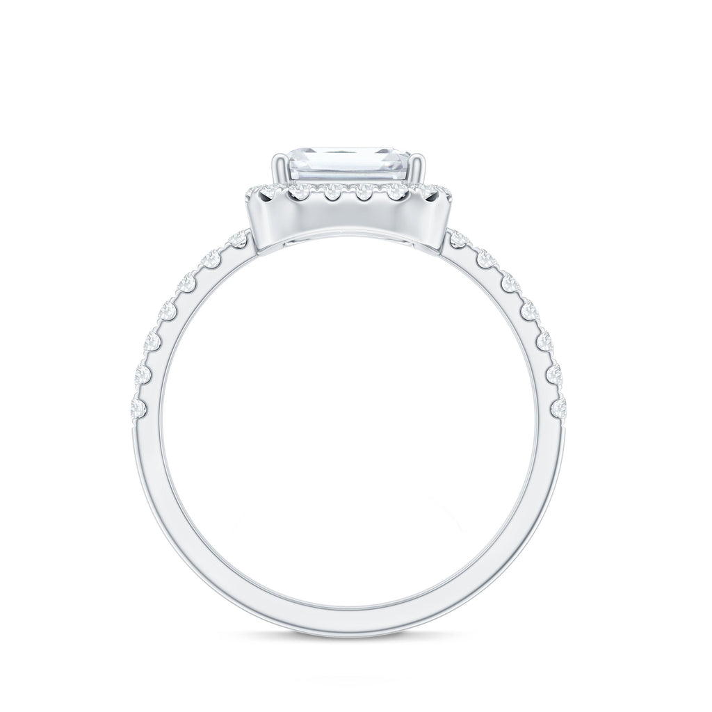 2.8 Carat Emerald Cut Cubic Zirconia Halo Engagement Ring