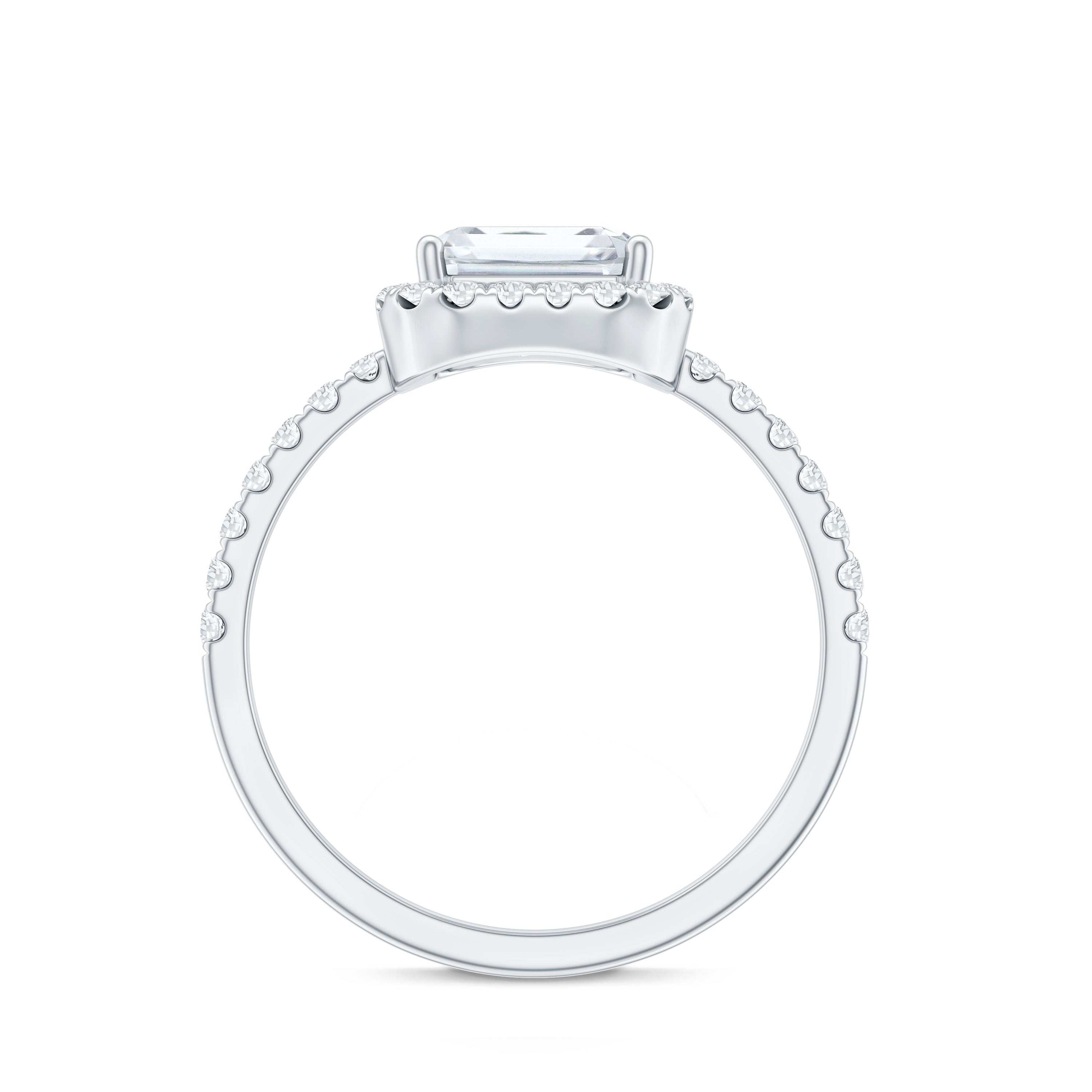 2.8 Carat Emerald Cut Cubic Zirconia Halo Engagement Ring