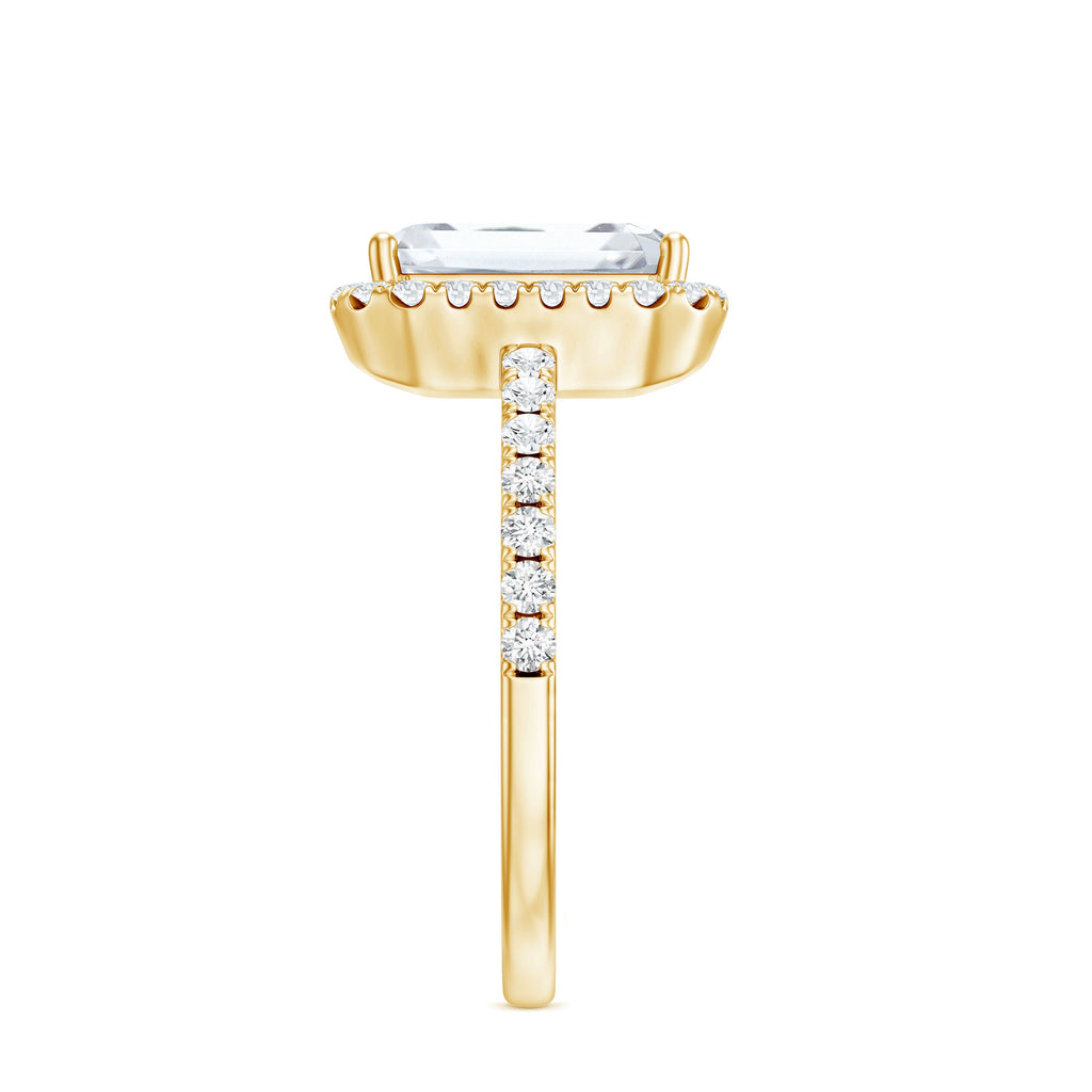 2.8 Carat Emerald Cut Cubic Zirconia Halo Engagement Ring