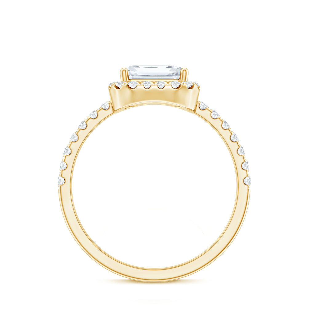 2.8 Carat Emerald Cut Cubic Zirconia Halo Engagement Ring