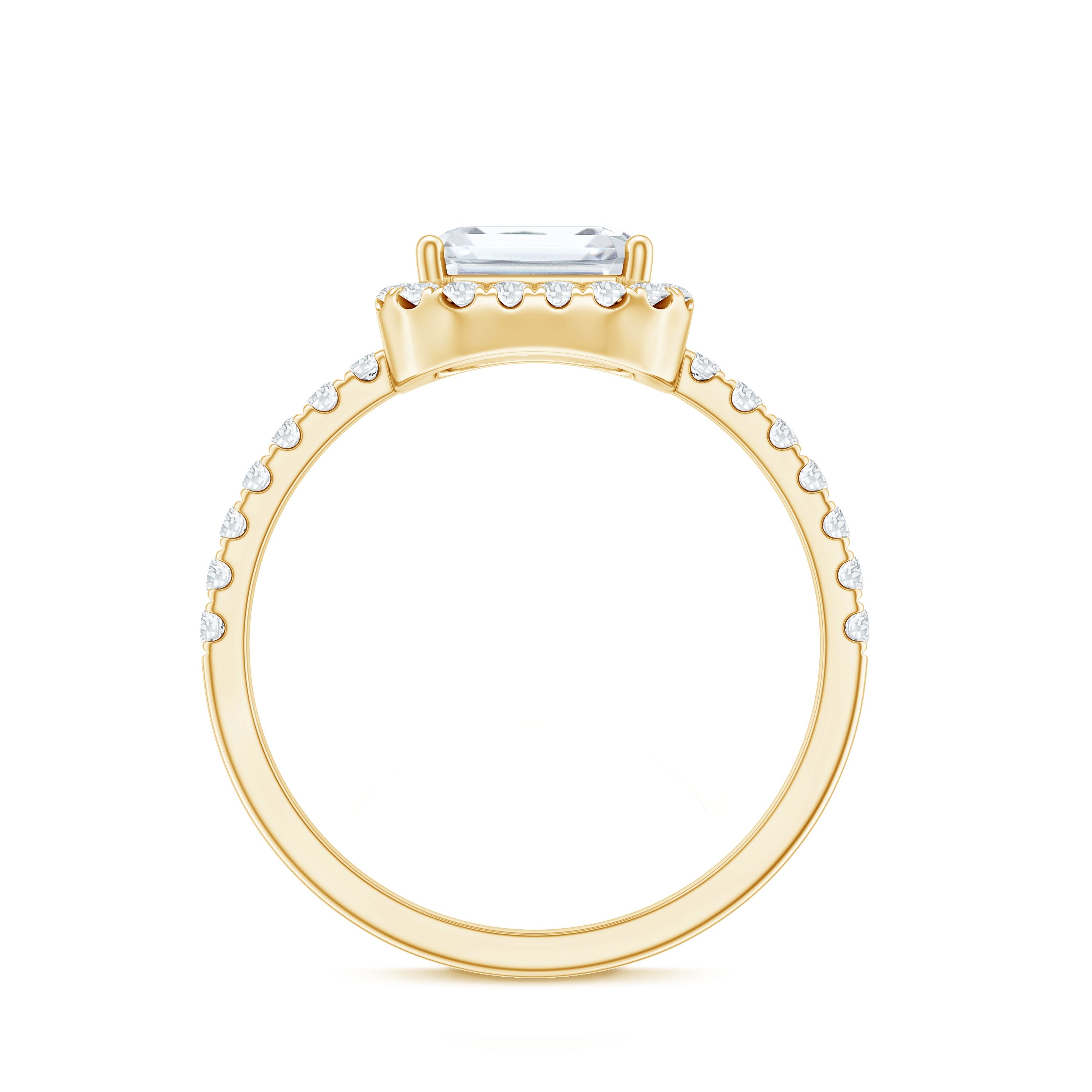 2.8 Carat Emerald Cut Cubic Zirconia Halo Engagement Ring