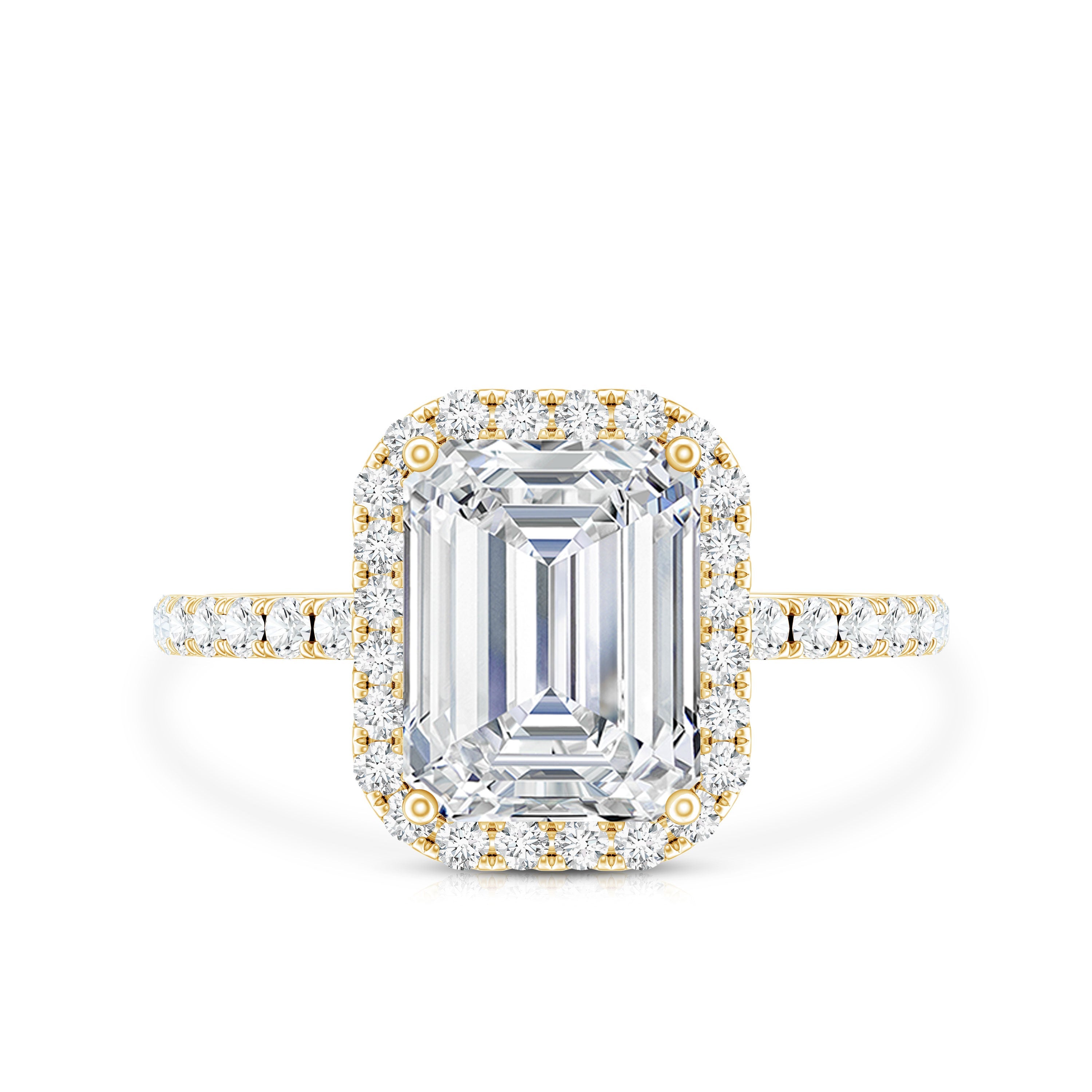 2.8 Carat Emerald Cut Cubic Zirconia Halo Engagement Ring