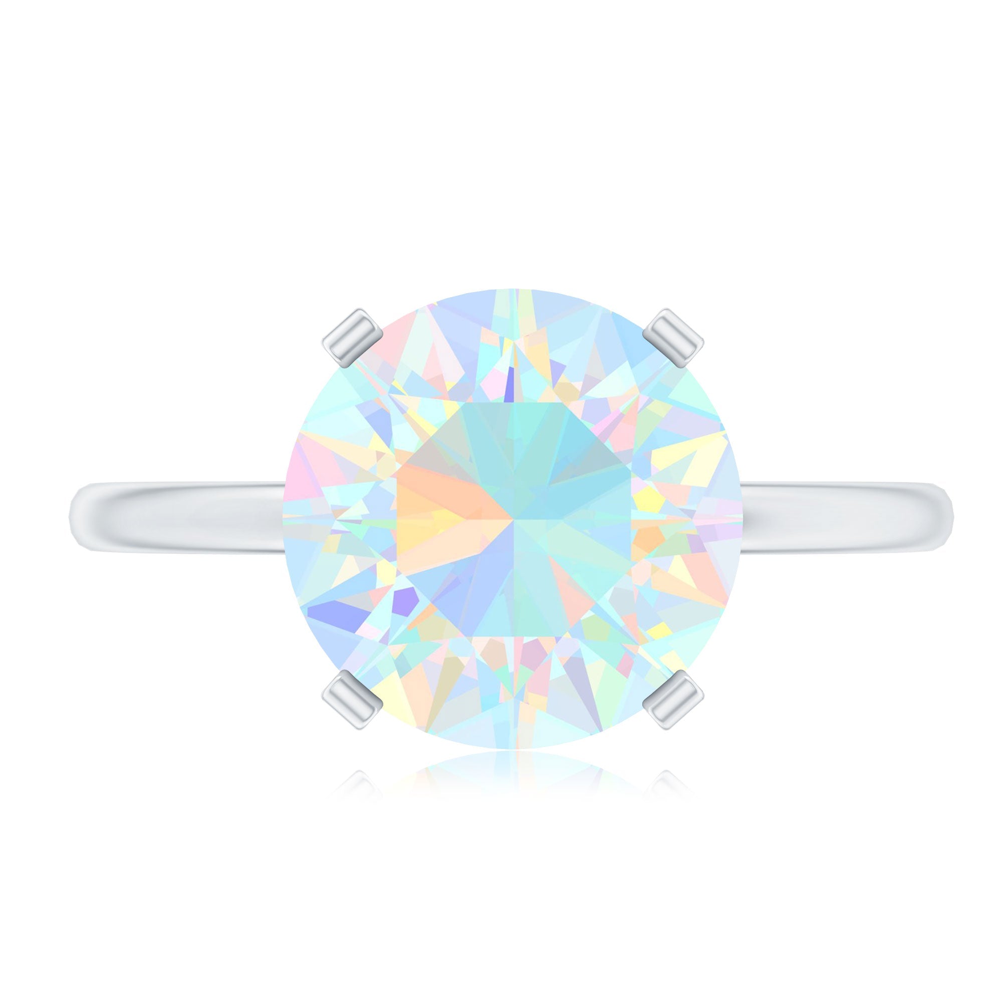 Classic 8mm Solitaire Ethiopian Opal October Birthstone Engagement Ring