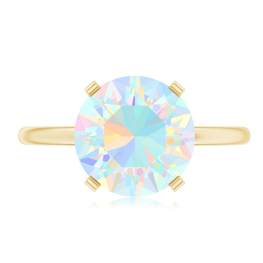 Classic 8mm Solitaire Ethiopian Opal October Birthstone Engagement Ring