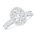 Vintage Style Oval Simulated Diamond Halo Engagement Ring