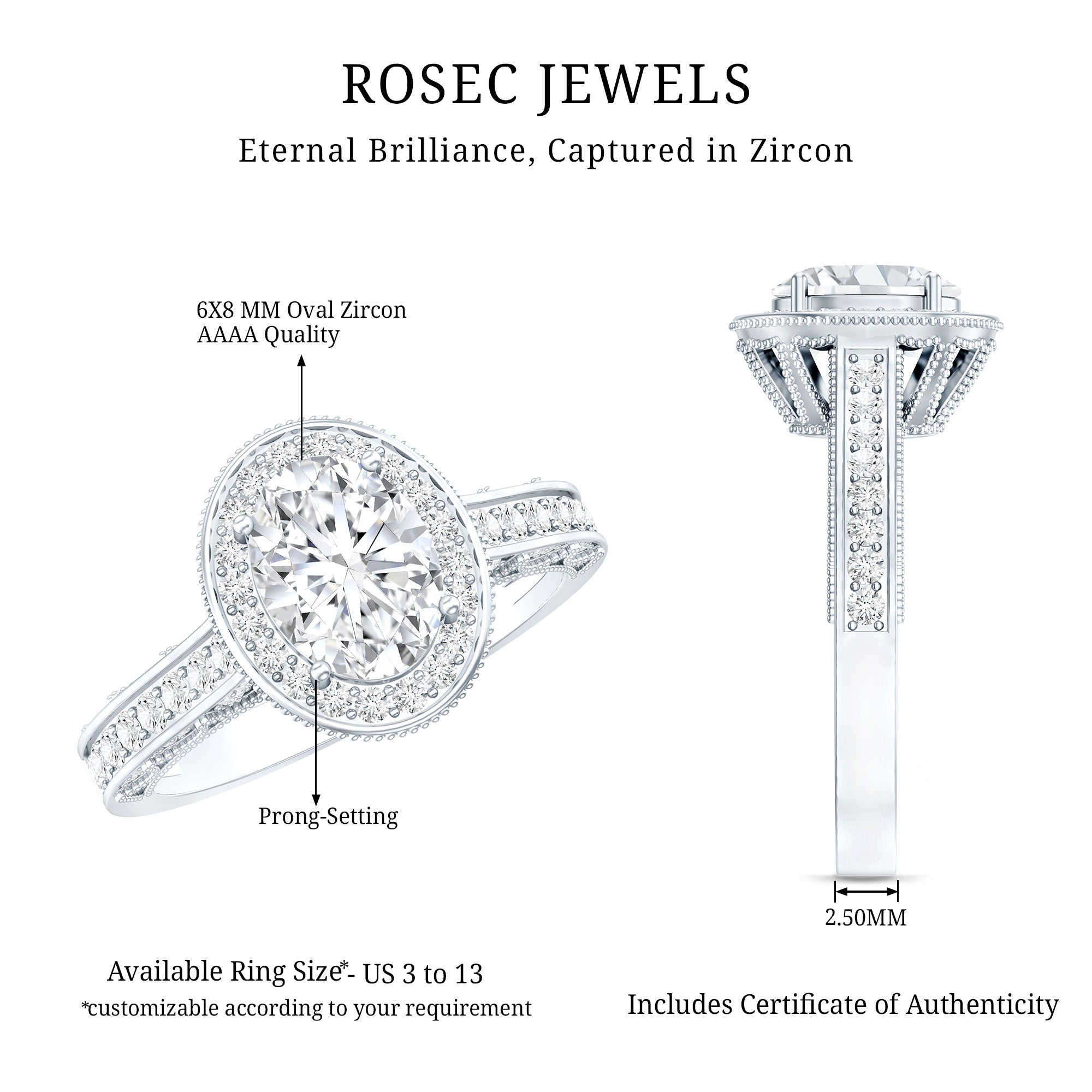 Vintage Style Oval Simulated Diamond Halo Engagement Ring