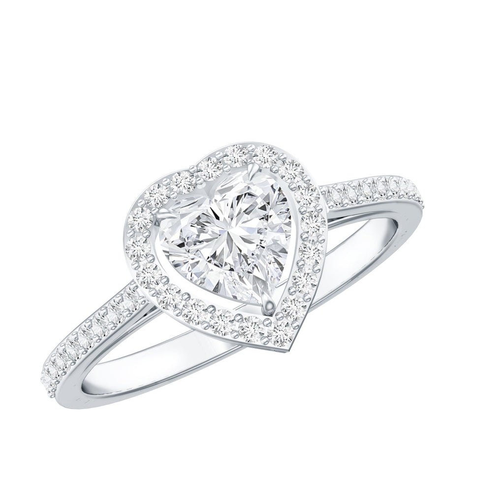 1.50 CT Heart Shape Cubic Zirconia Engagement Ring with Accent