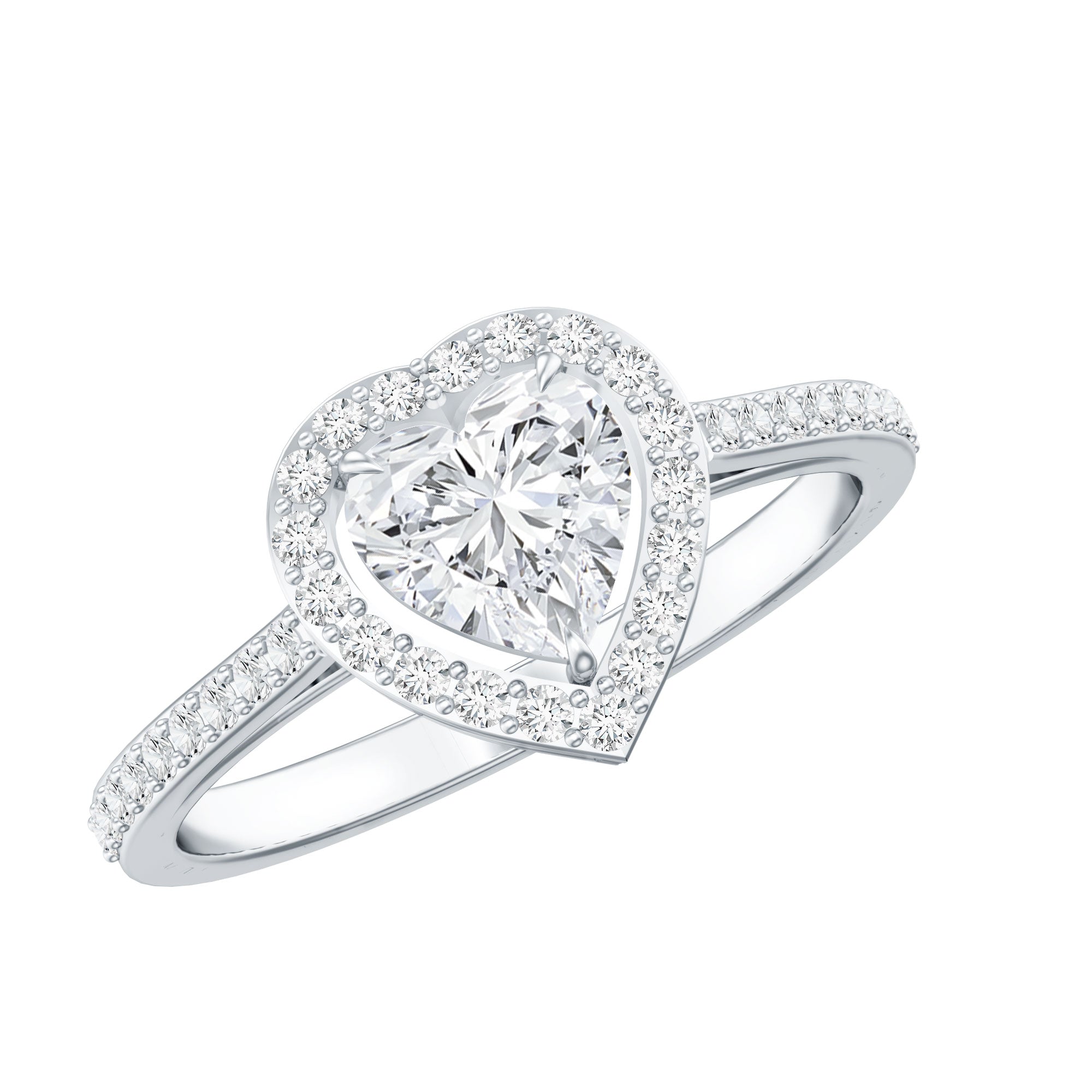 1.50 CT Heart Shape Cubic Zirconia Engagement Ring with Accent