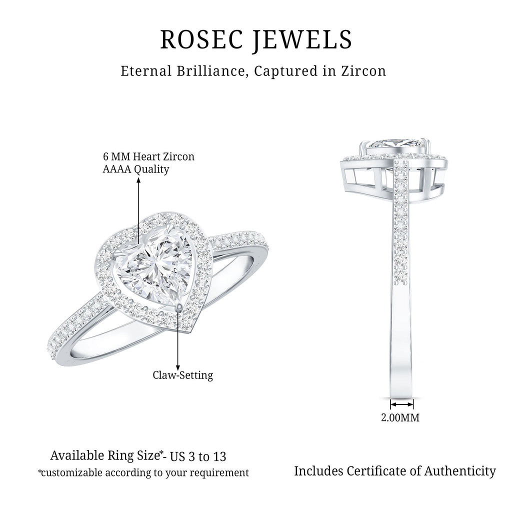1.50 CT Heart Shape Cubic Zirconia Engagement Ring with Accent
