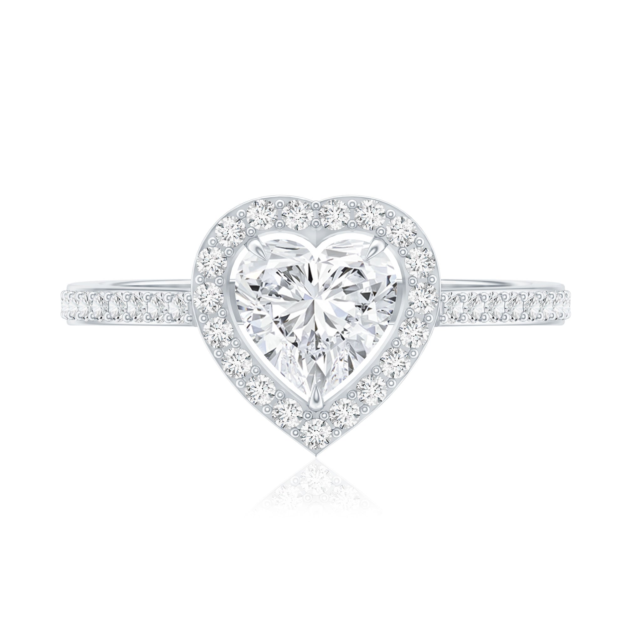 1.50 CT Heart Shape Cubic Zirconia Engagement Ring with Accent
