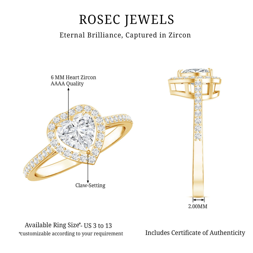 1.50 CT Heart Shape Cubic Zirconia Engagement Ring with Accent