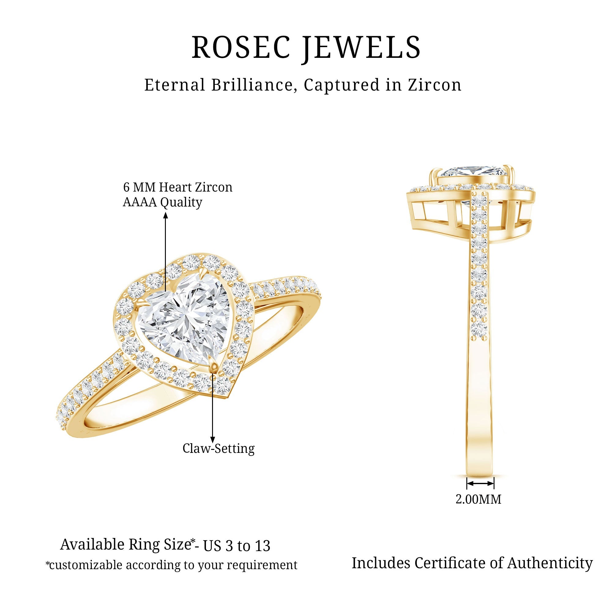1.50 CT Heart Shape Cubic Zirconia Engagement Ring with Accent