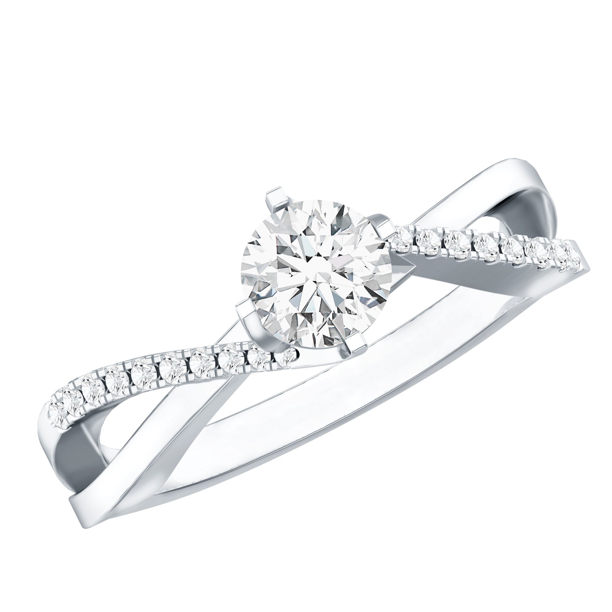 Round Cut Moissanite Infinity Engagement Ring for Her