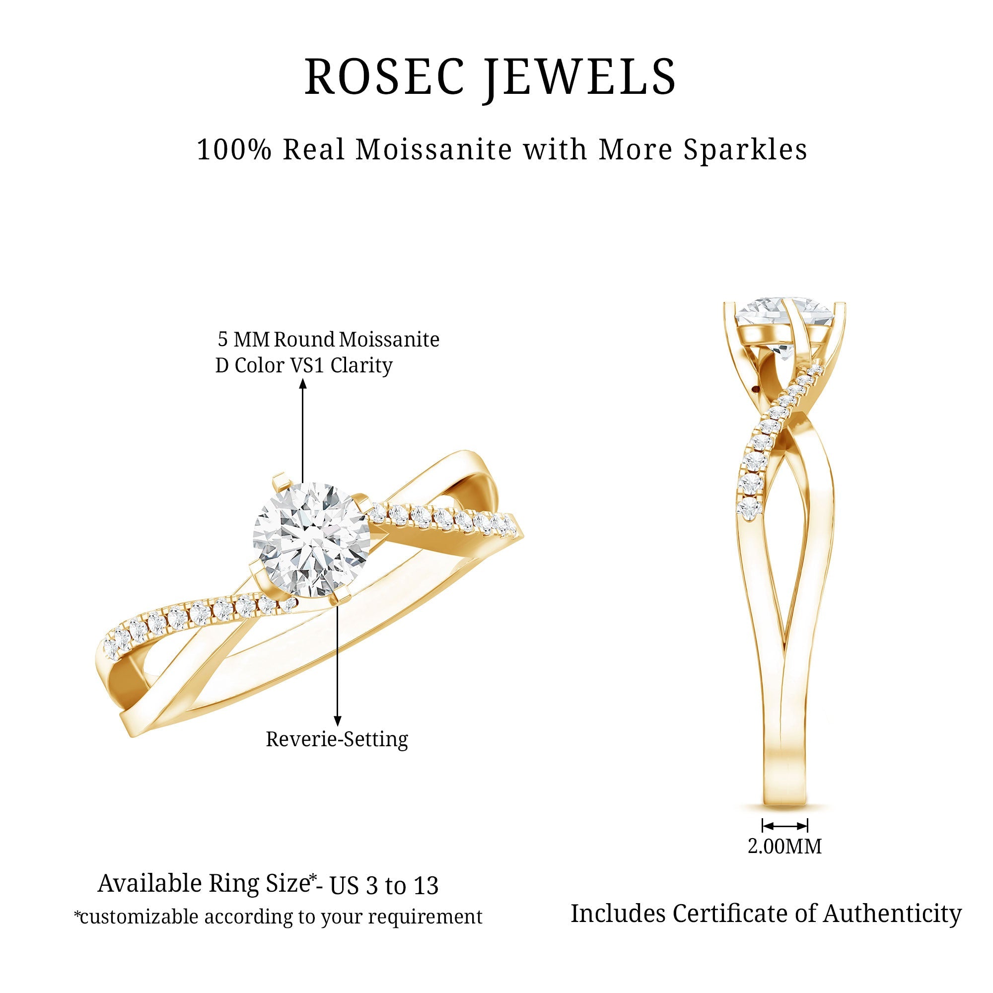 Round Cut Moissanite Infinity Engagement Ring for Her
