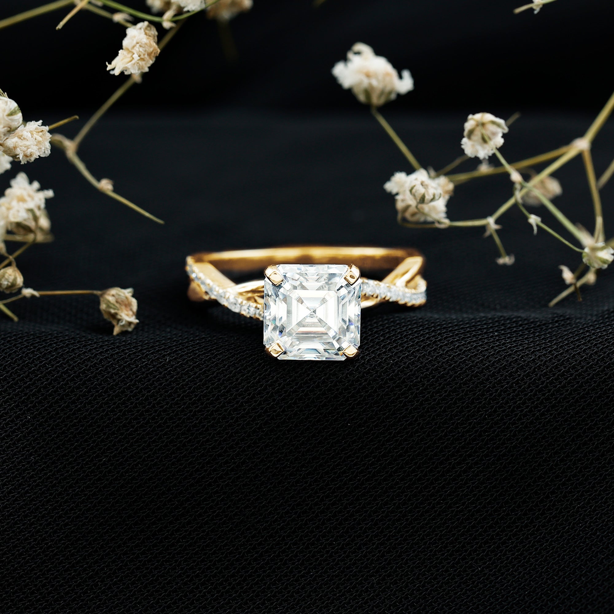 3.50 CT Asscher Cut Zircon Solitaire Engagement Ring in Infinity Shank