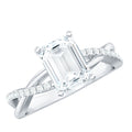 Emerald Cut Zircon Solitaire Ring in Infinity Shank