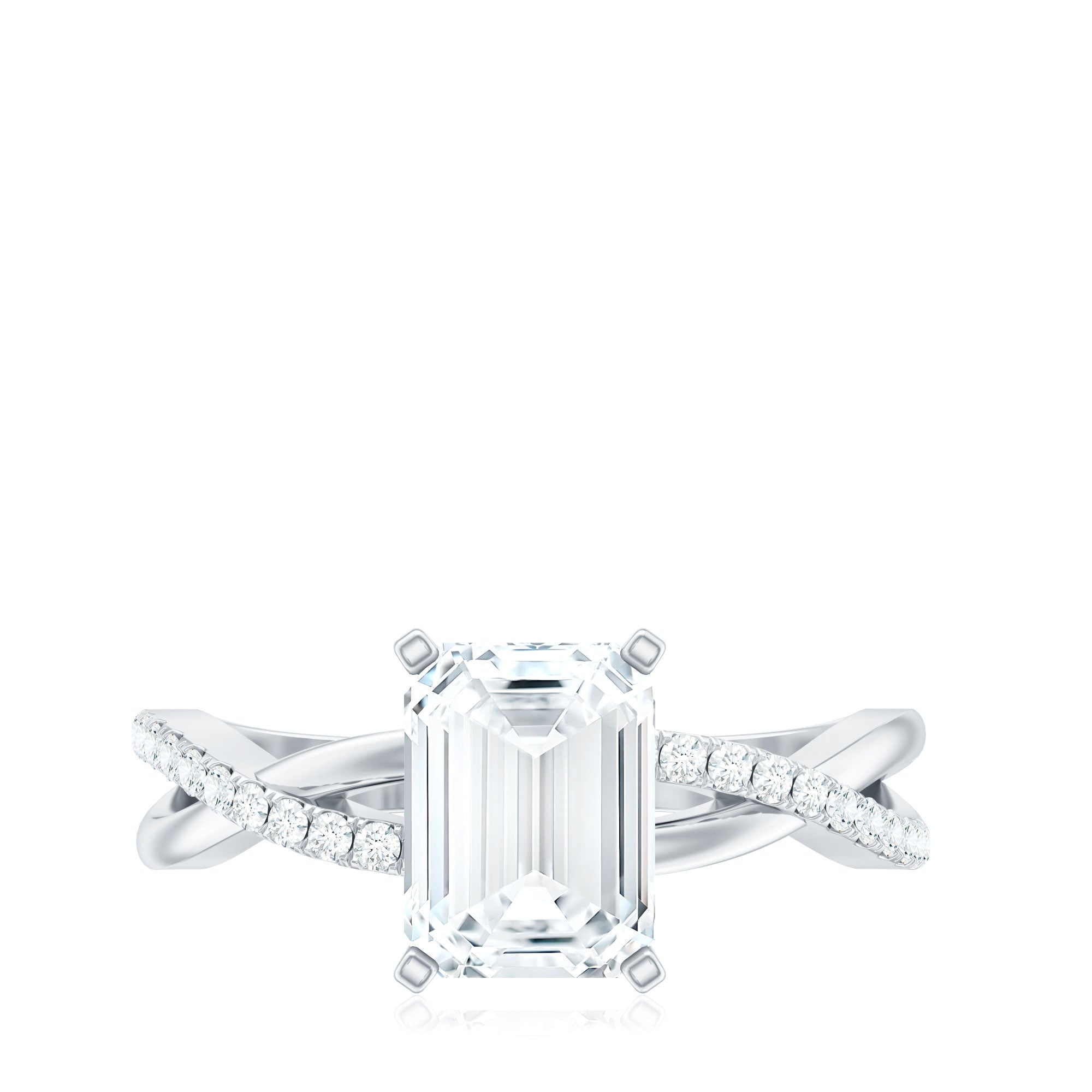 Emerald Cut Zircon Solitaire Ring in Infinity Shank