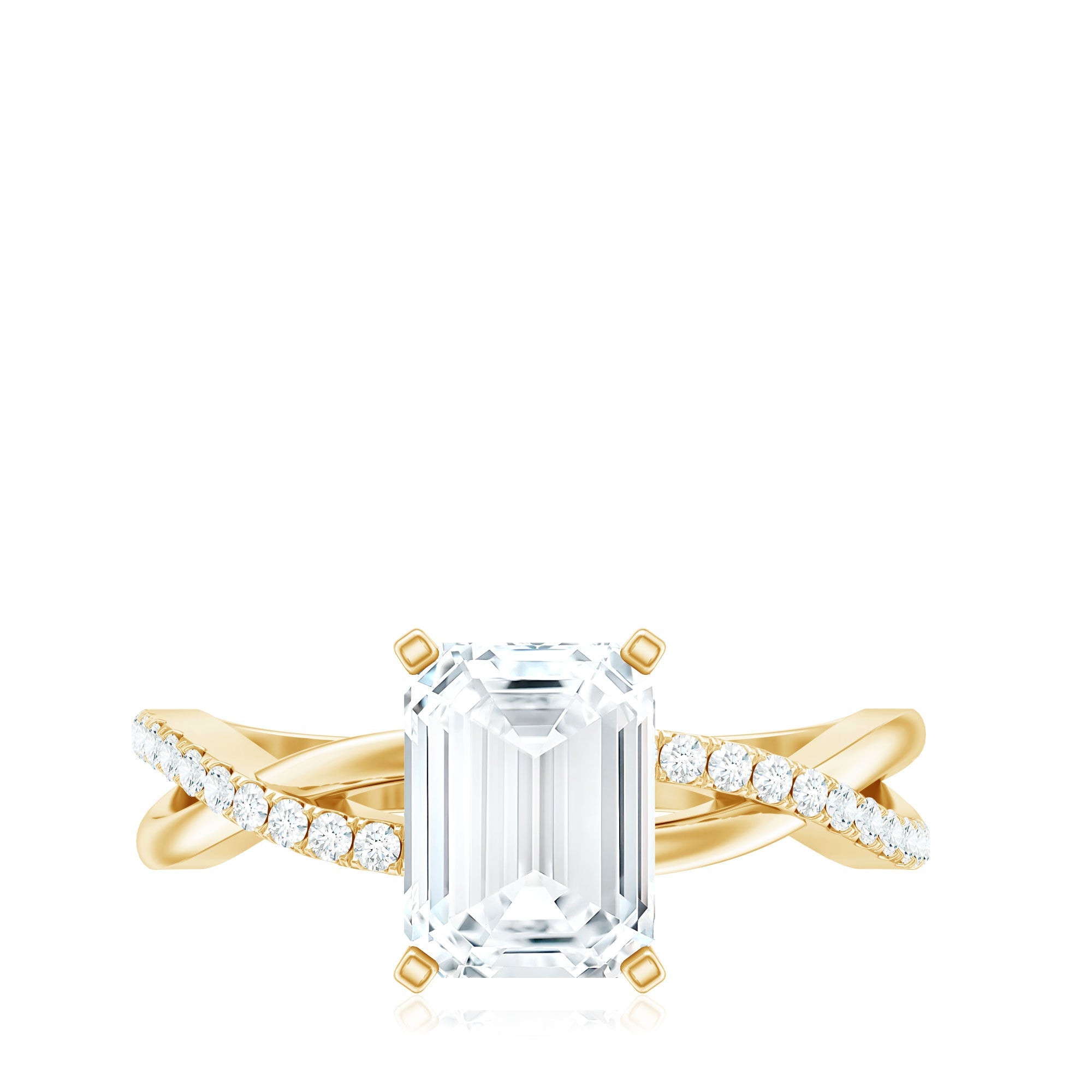 Emerald Cut Zircon Solitaire Ring in Infinity Shank