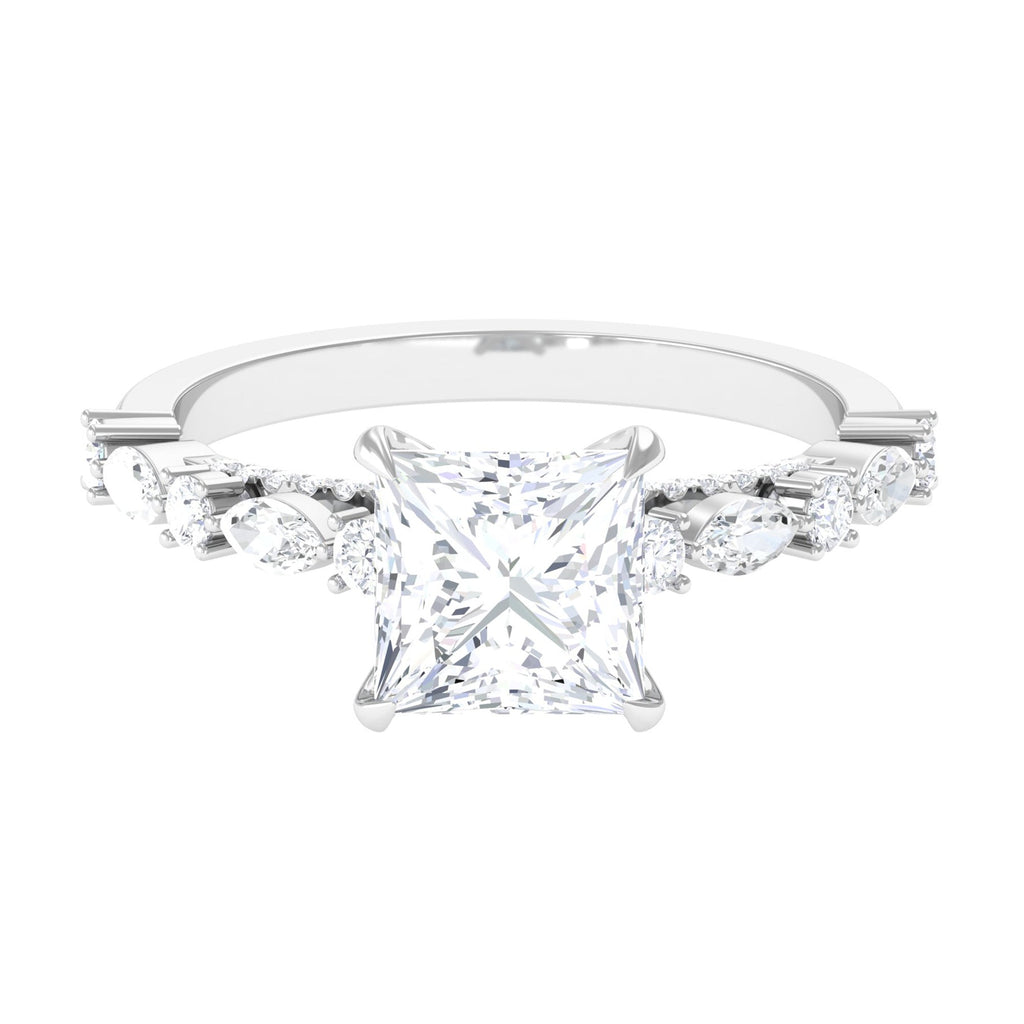 3 Carat Princess Cut Cubic Zirconia Designer Engagement Ring