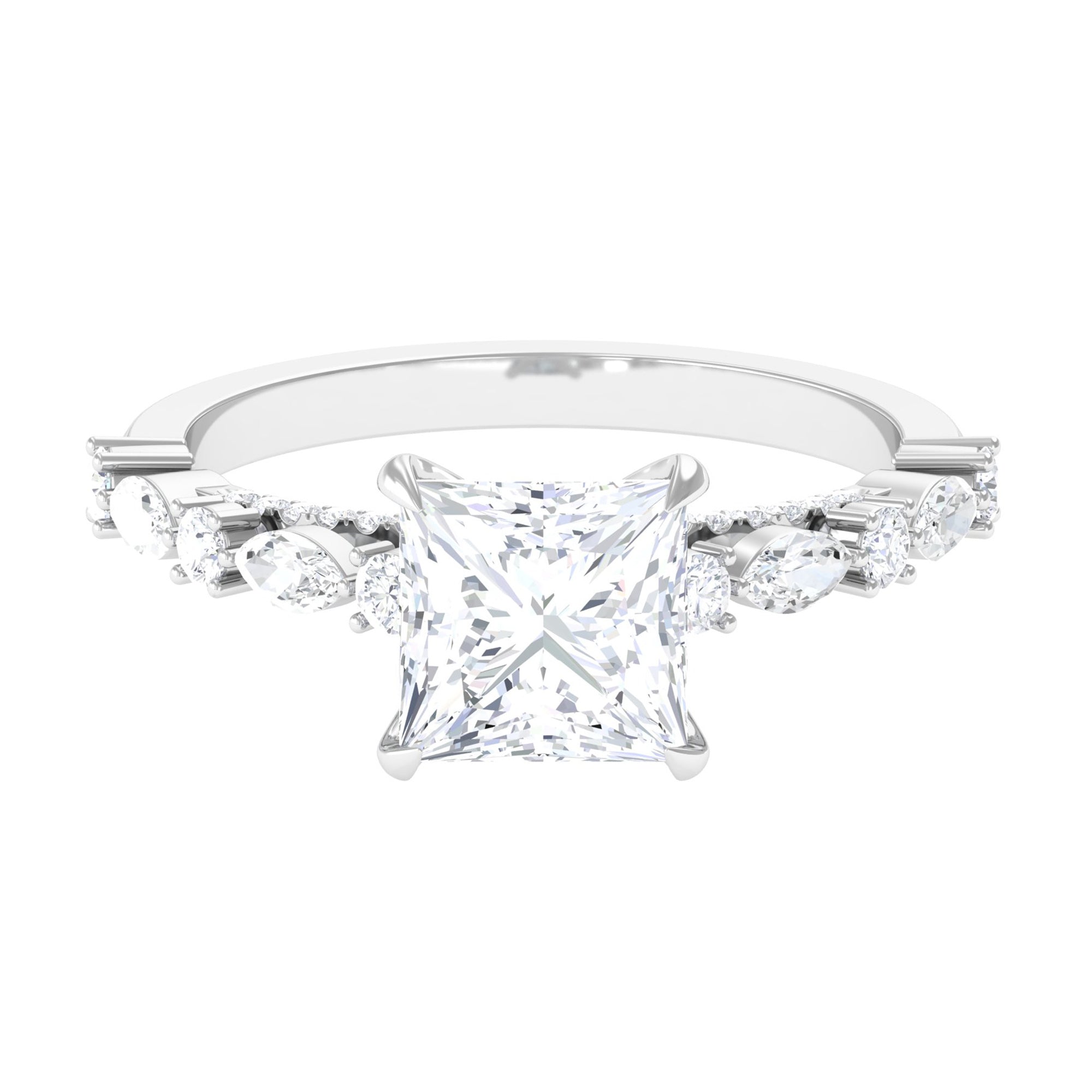 3 Carat Princess Cut Cubic Zirconia Designer Engagement Ring