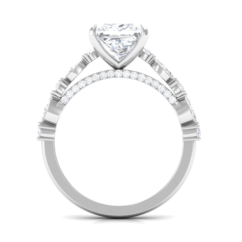 3 Carat Princess Cut Cubic Zirconia Designer Engagement Ring