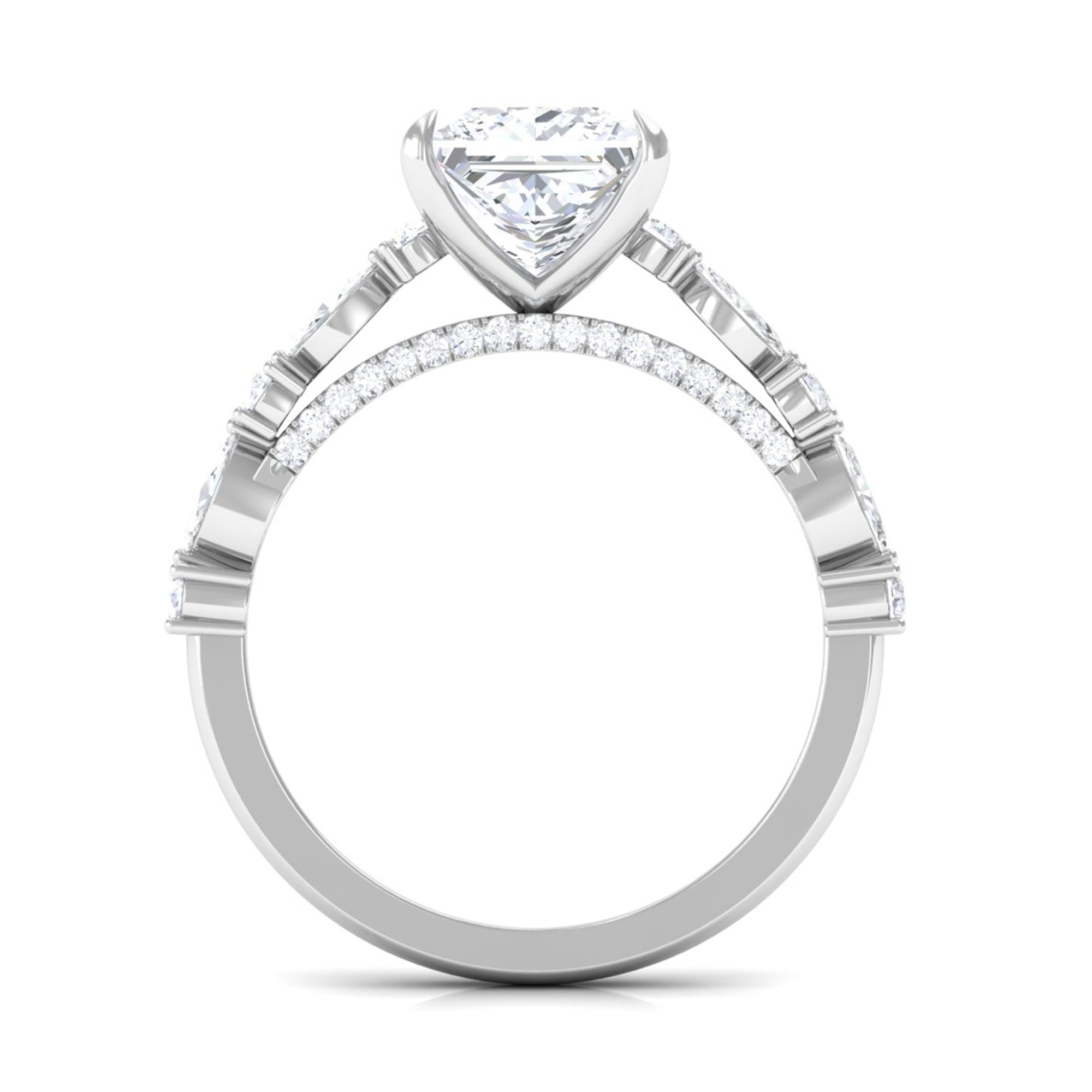 3 Carat Princess Cut Cubic Zirconia Designer Engagement Ring