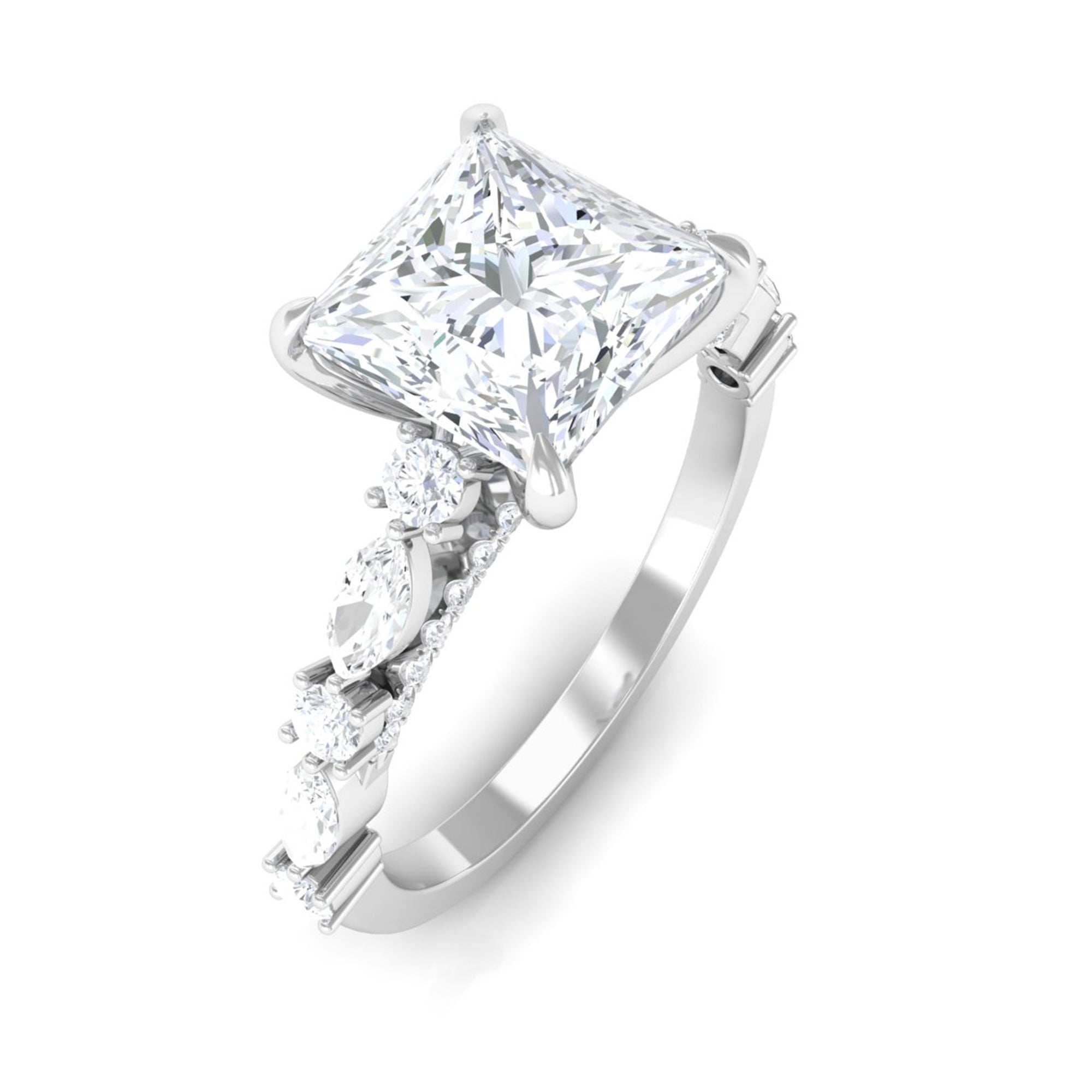 3 Carat Princess Cut Cubic Zirconia Designer Engagement Ring