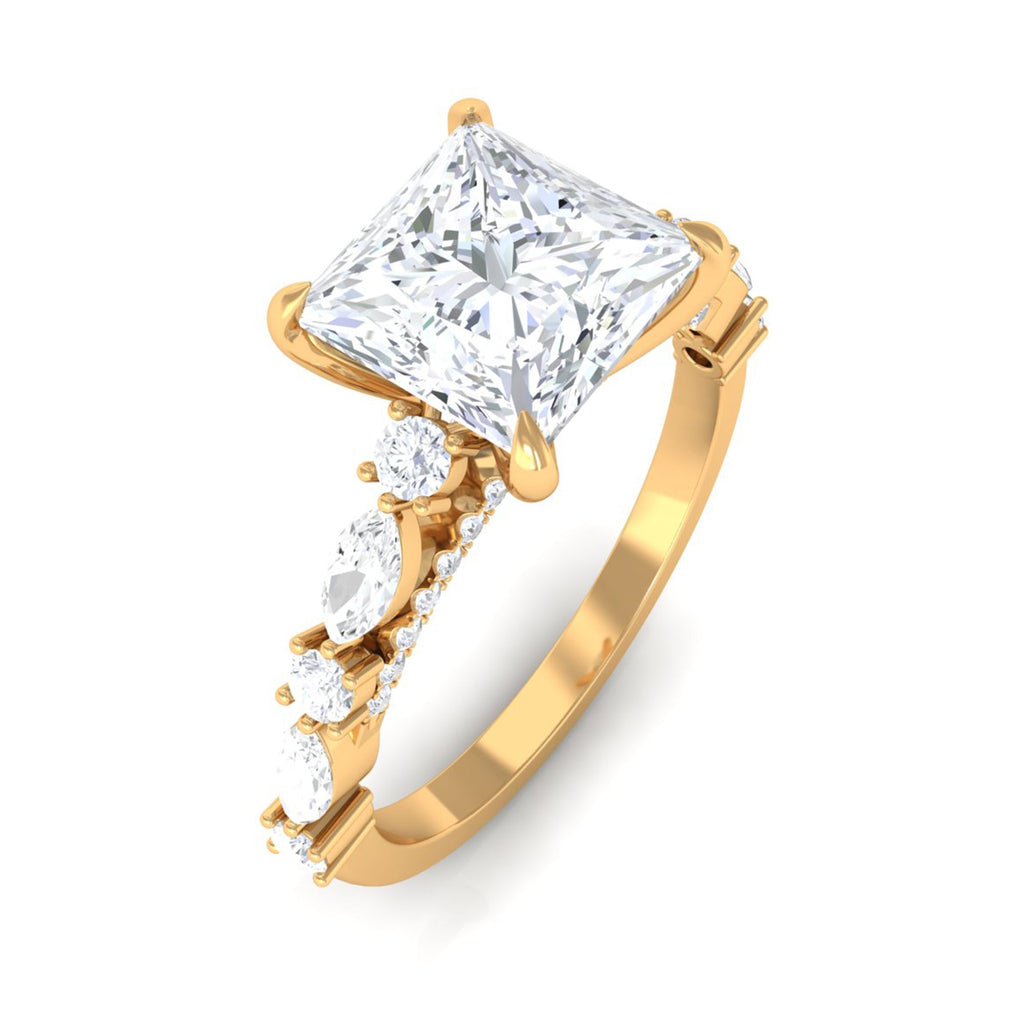 3 Carat Princess Cut Cubic Zirconia Designer Engagement Ring