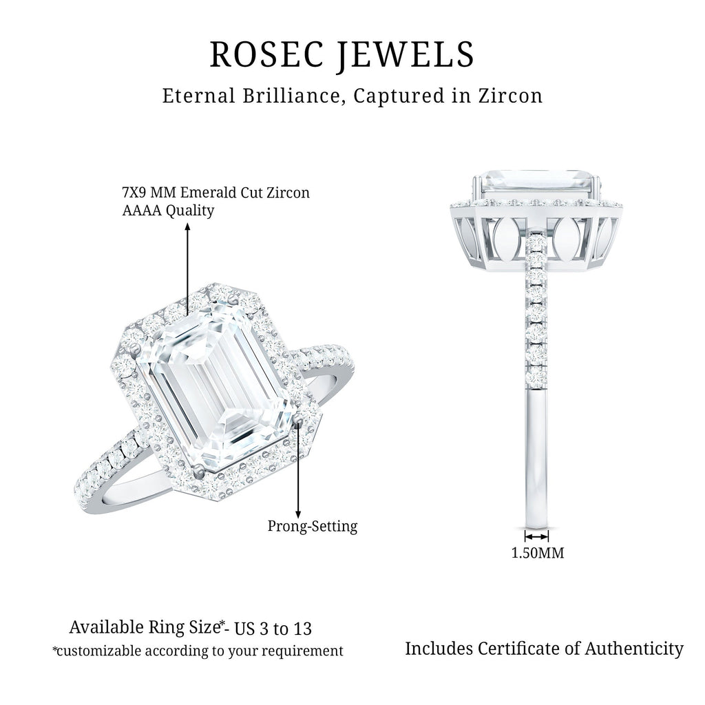 4.75 CT Octagon Cut Zircon Classic Engagement Ring