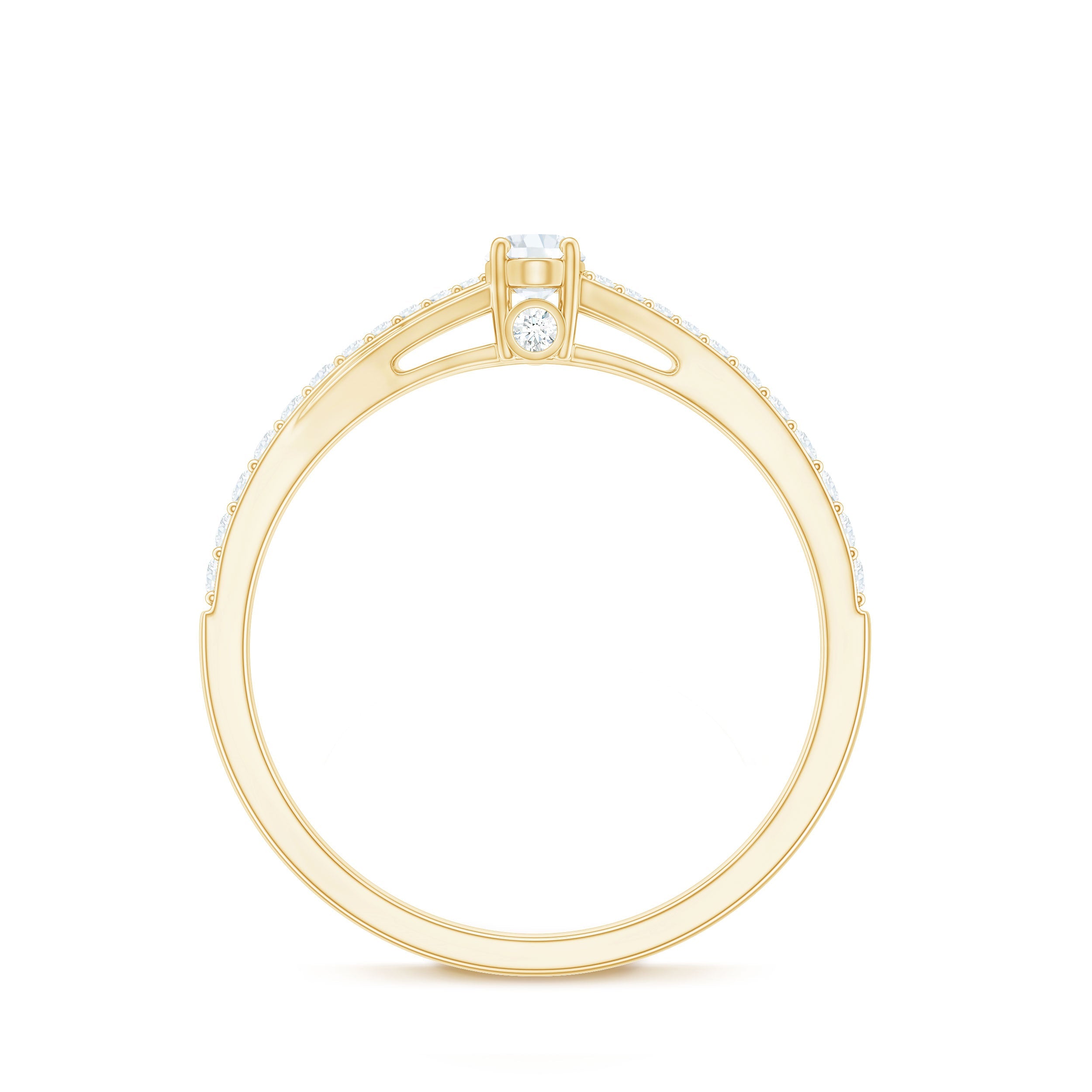 Minimal Split Shank Oval Simulated Diamond Engagement Ring