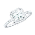 2.25 CT Asscher Cut Zircon Halo Engagement Ring in Gold
