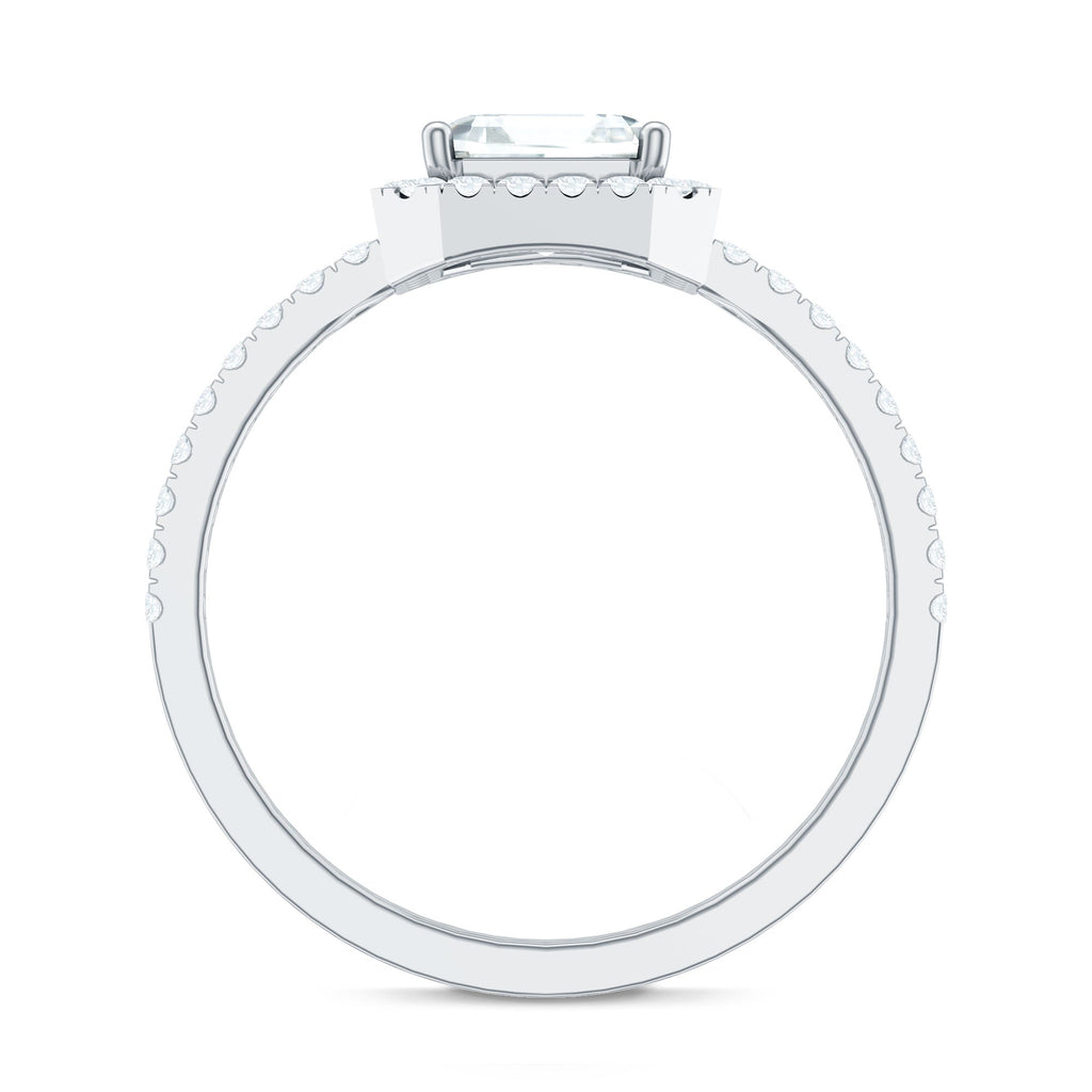 2.25 CT Asscher Cut Zircon Halo Engagement Ring in Gold