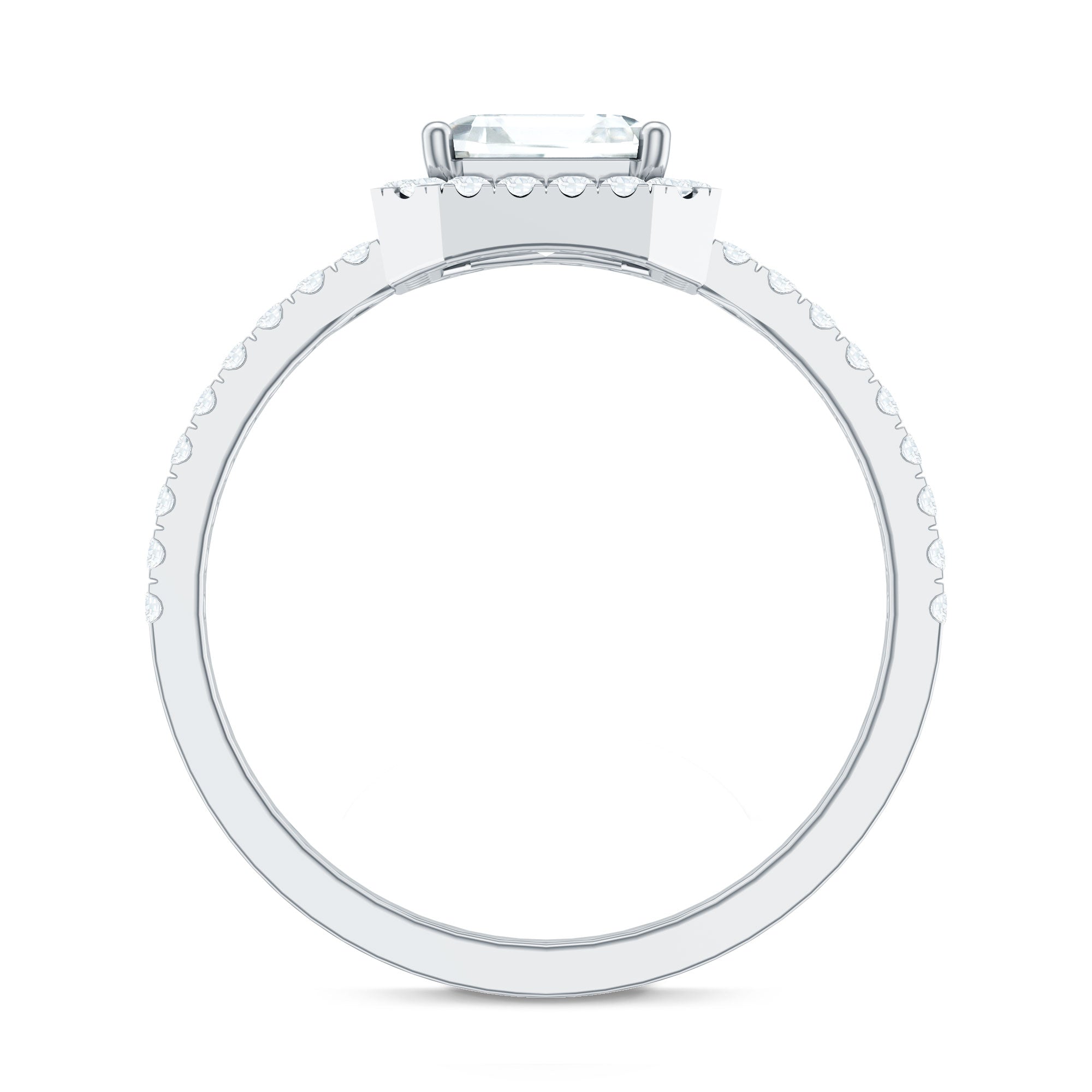 2.25 CT Asscher Cut Zircon Halo Engagement Ring in Gold