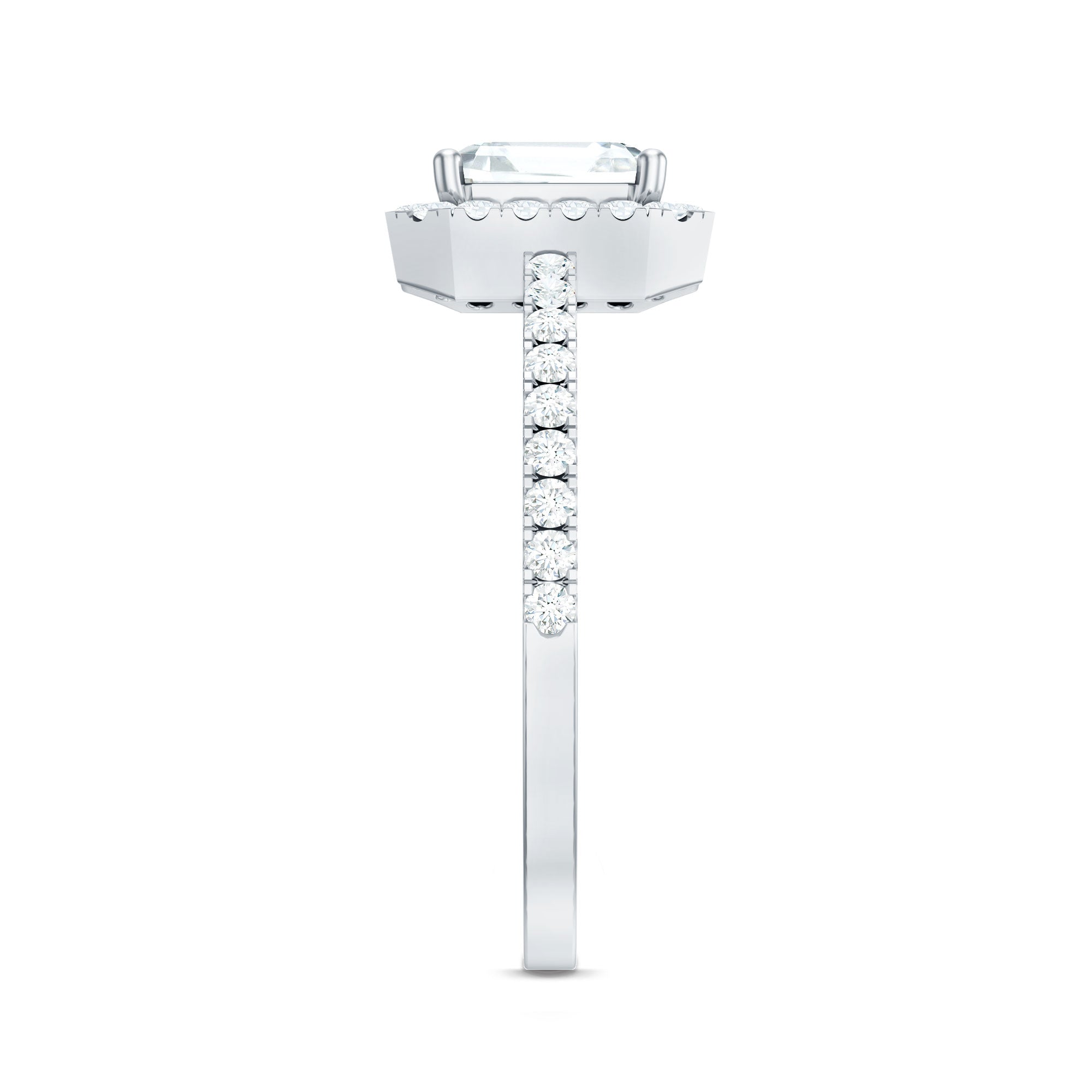 2.25 CT Asscher Cut Zircon Halo Engagement Ring in Gold