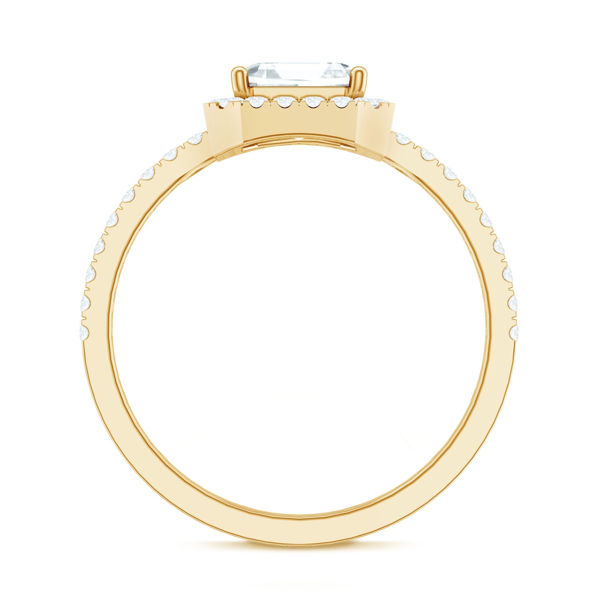 2.25 CT Asscher Cut Zircon Halo Engagement Ring in Gold