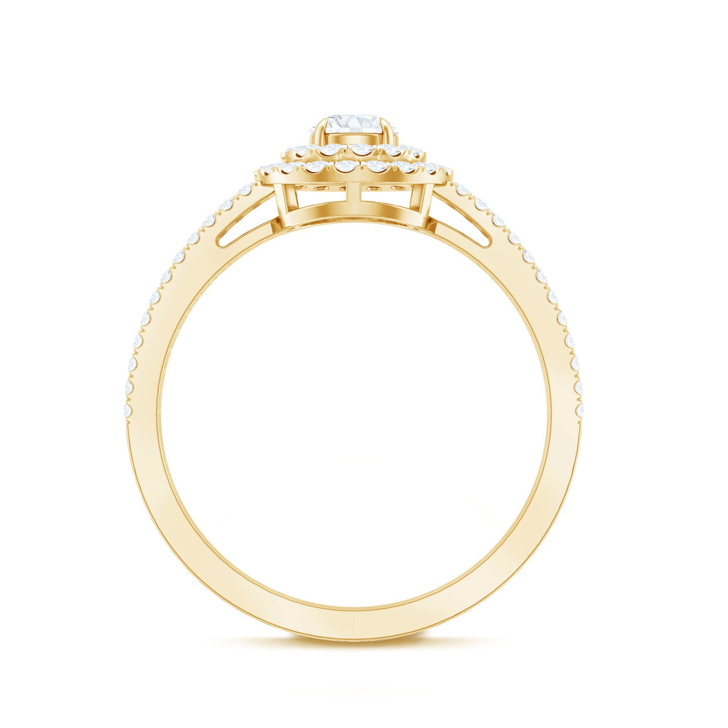 1 CT Round Cubic Zirconia Double Halo Engagement Ring