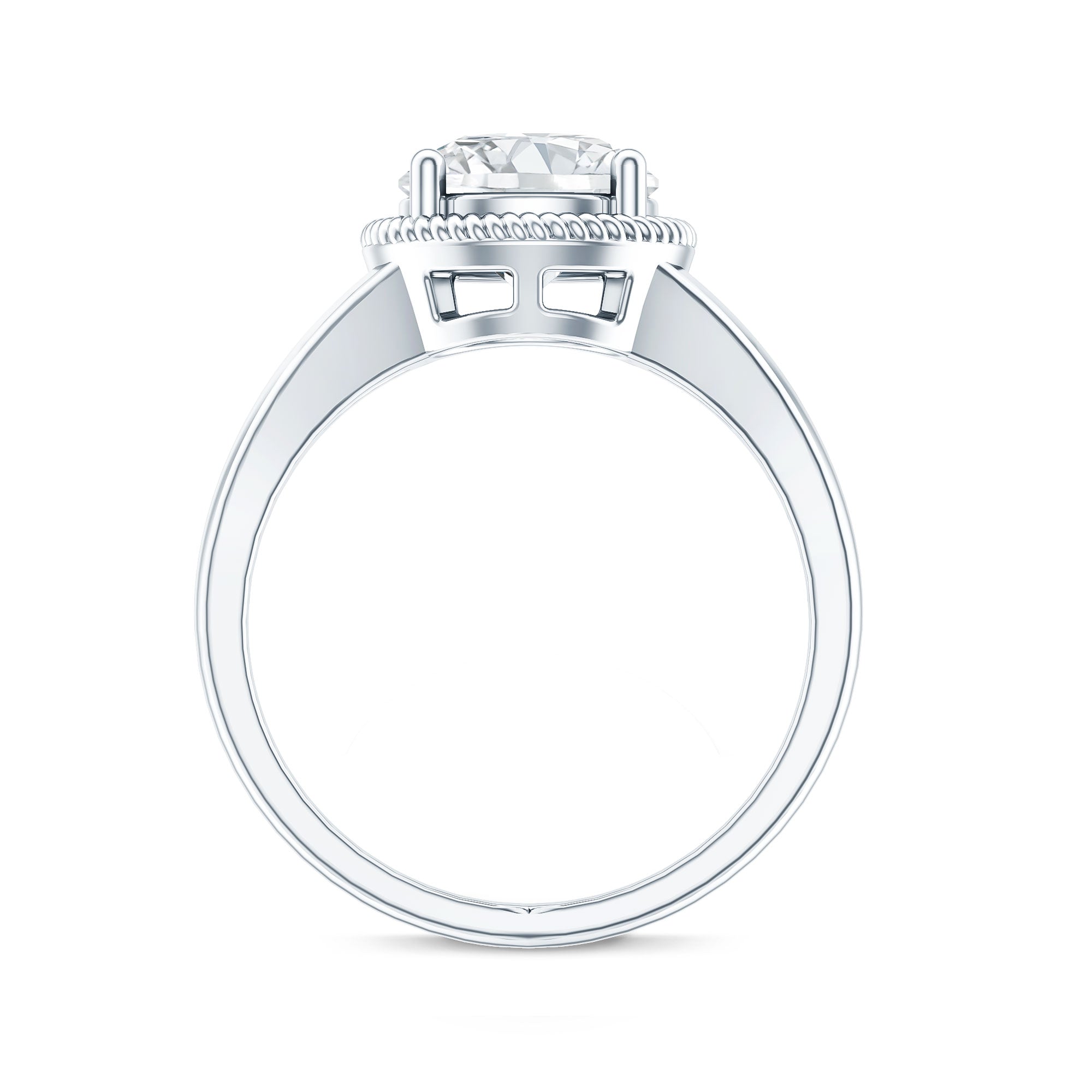2 Carat Round Cubic Zirconia Solitaire Engagement Ring in Split Shank