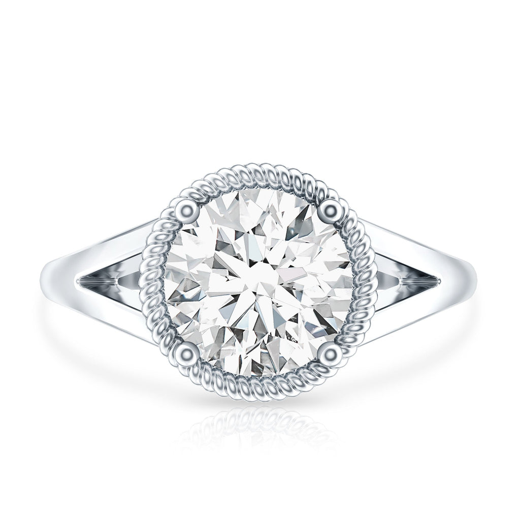 2 Carat Round Cubic Zirconia Solitaire Engagement Ring in Split Shank